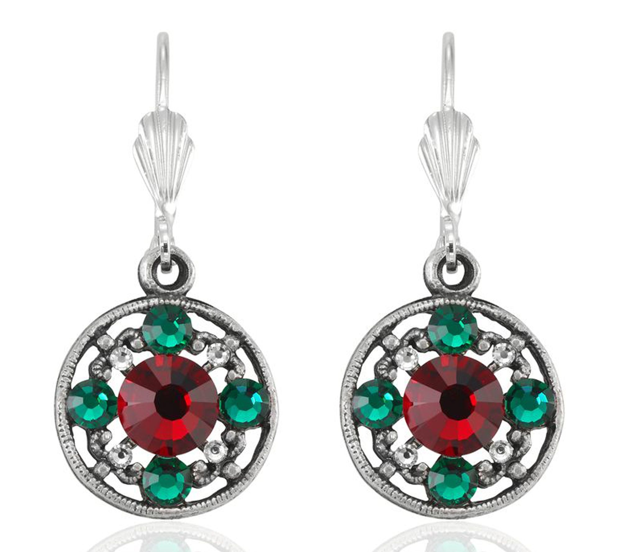 Anne Koplik Crystal Filigree Holiday Drop Earrings