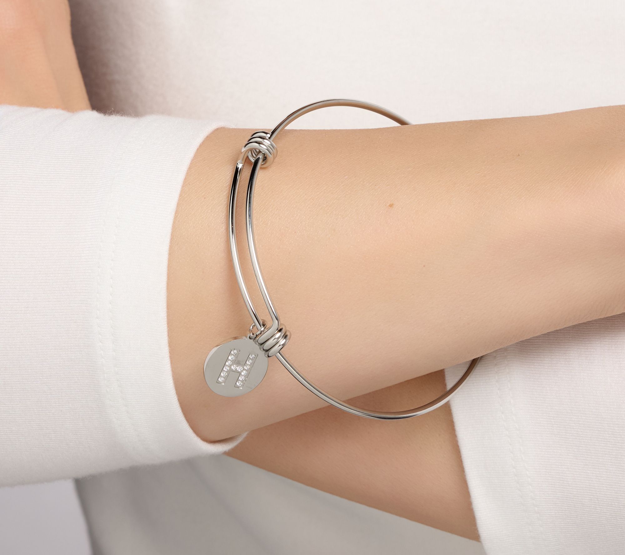 Steel by Diamonique Intial Bracelet, Silvertone