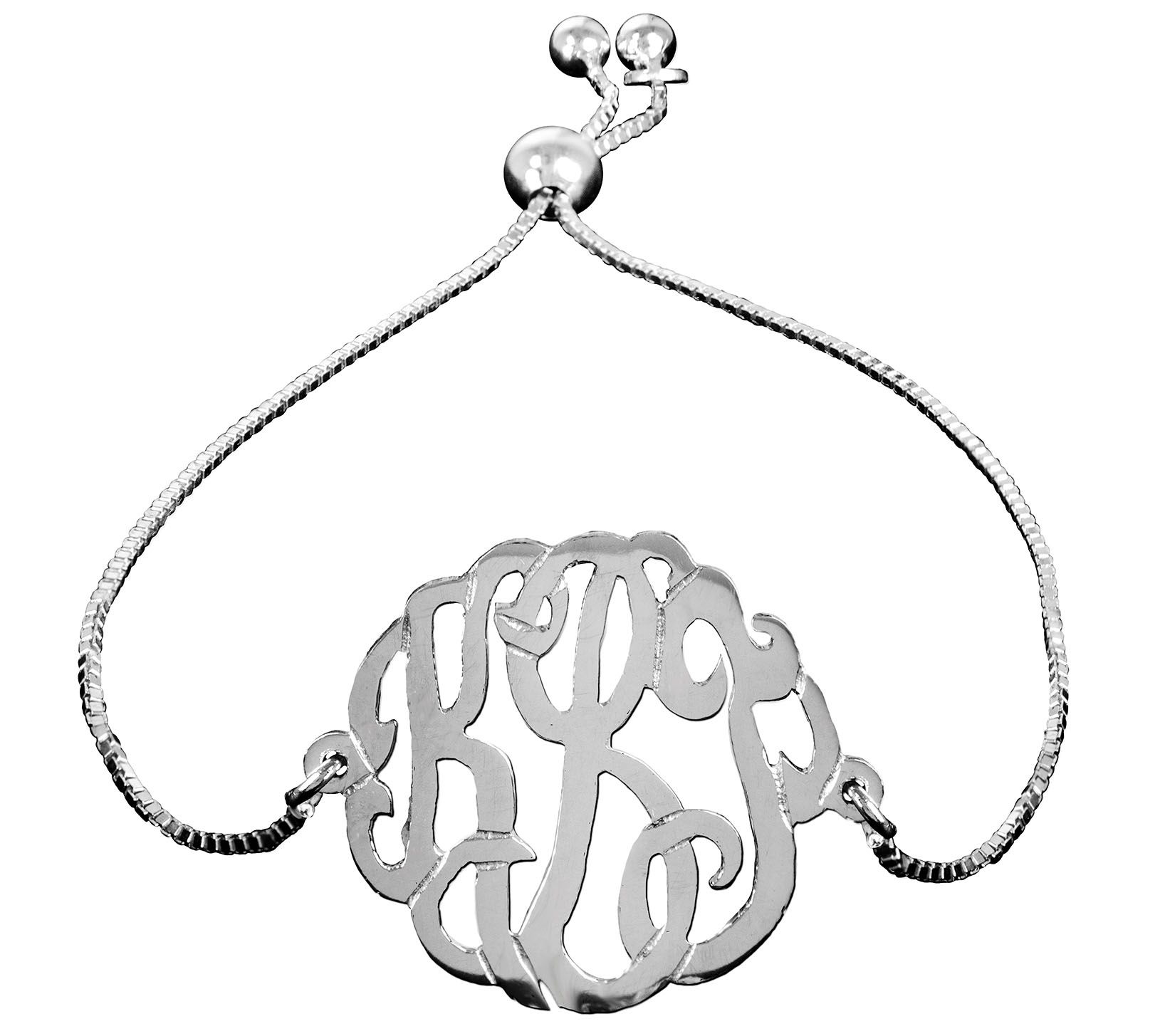 Personalized Sterling Monogram Adjustable Bracelet