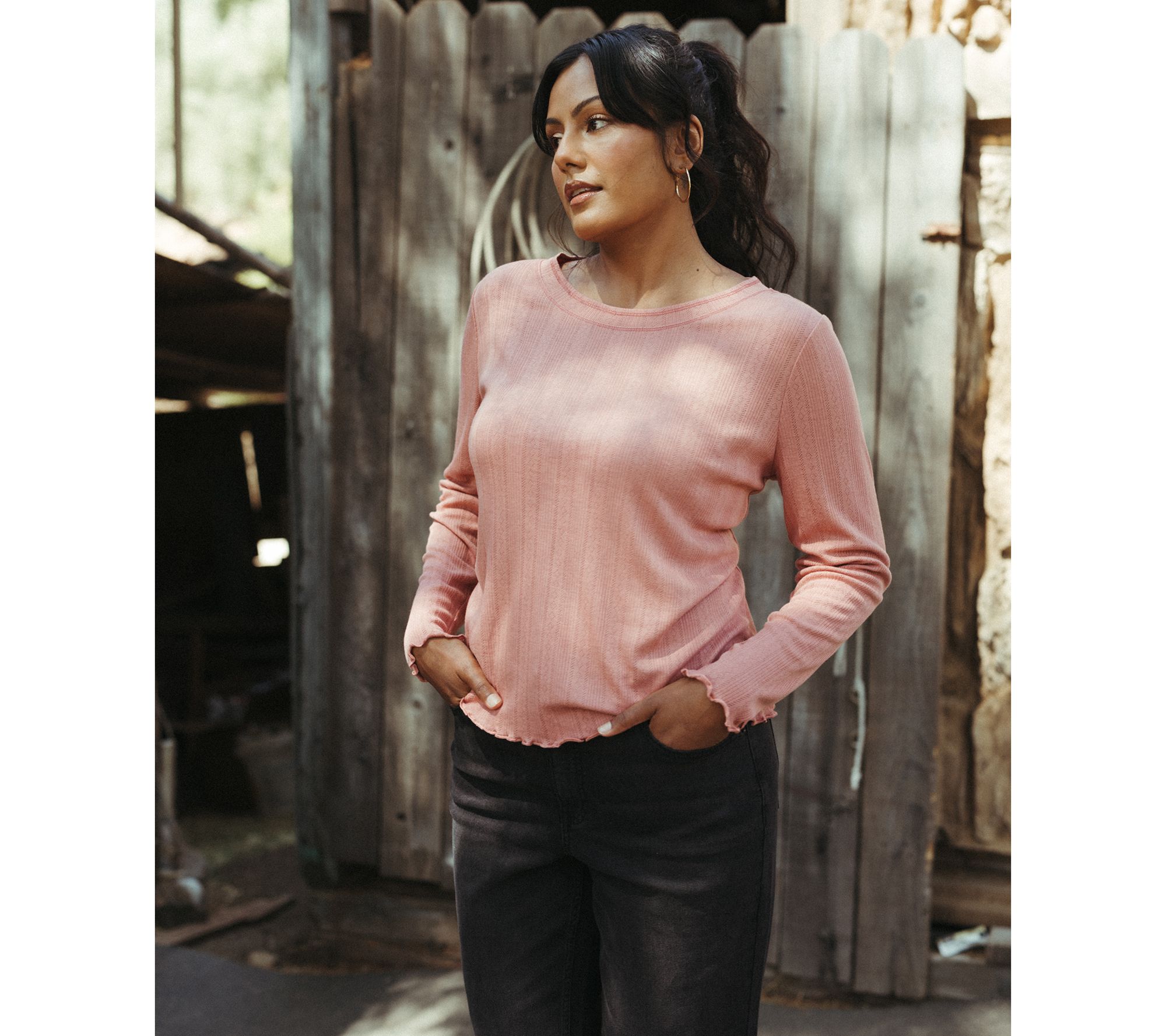 Me by Jennie Garth Palamino Pointelle Knit Crewneck Tee