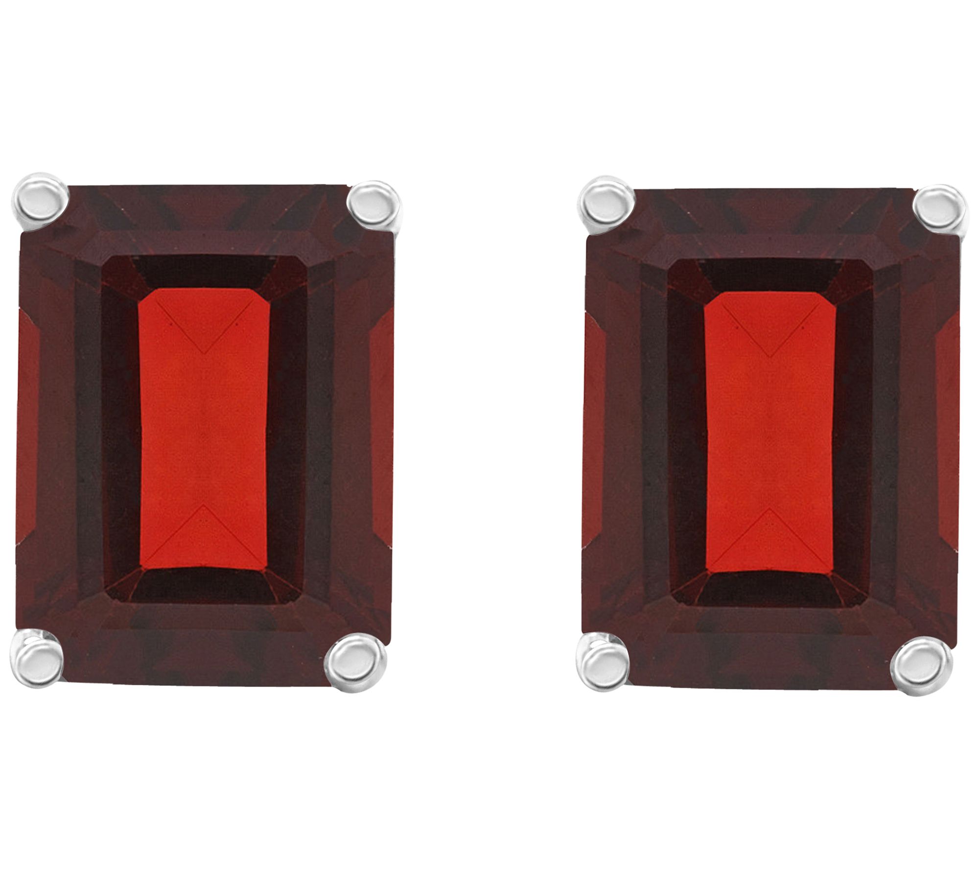 14K Gold Emerald Cut 3.90 cttw Garnet Stud Earrings