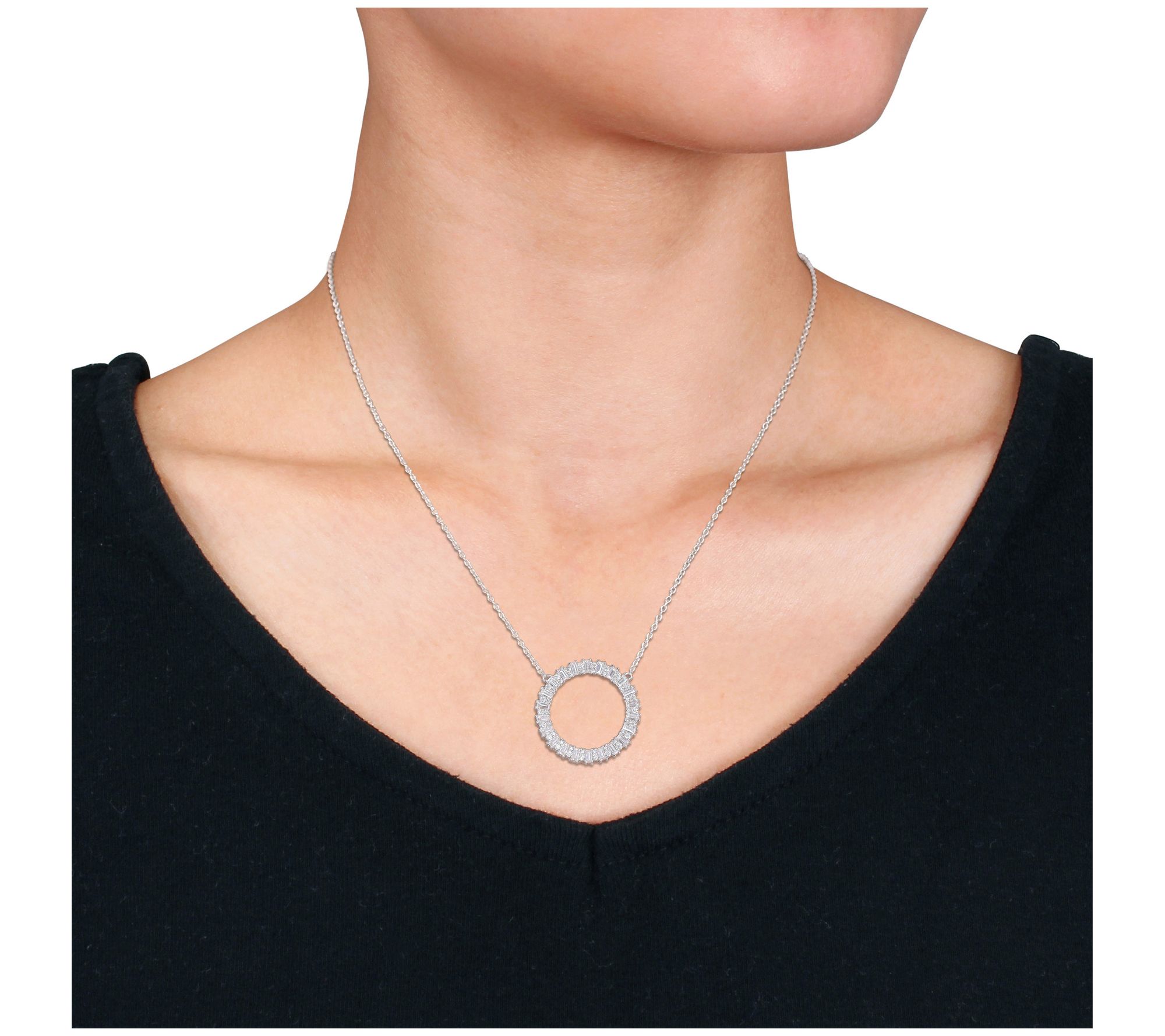 MoissanIce Moissanite Necklace & Hoop Earrings Set, Sterling