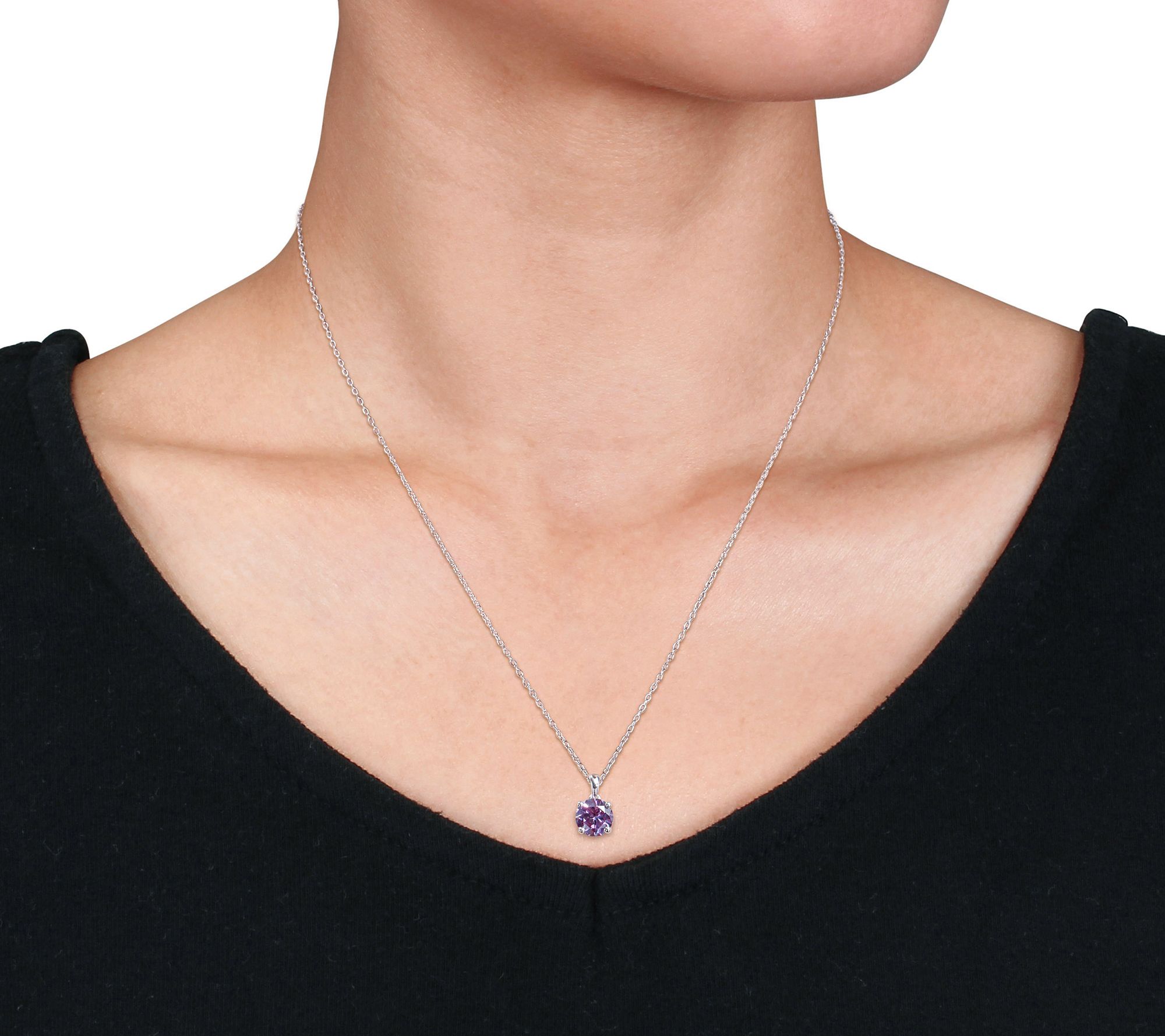 Sterling Silver Simulated Alexandrite Earrings & Necklace Set