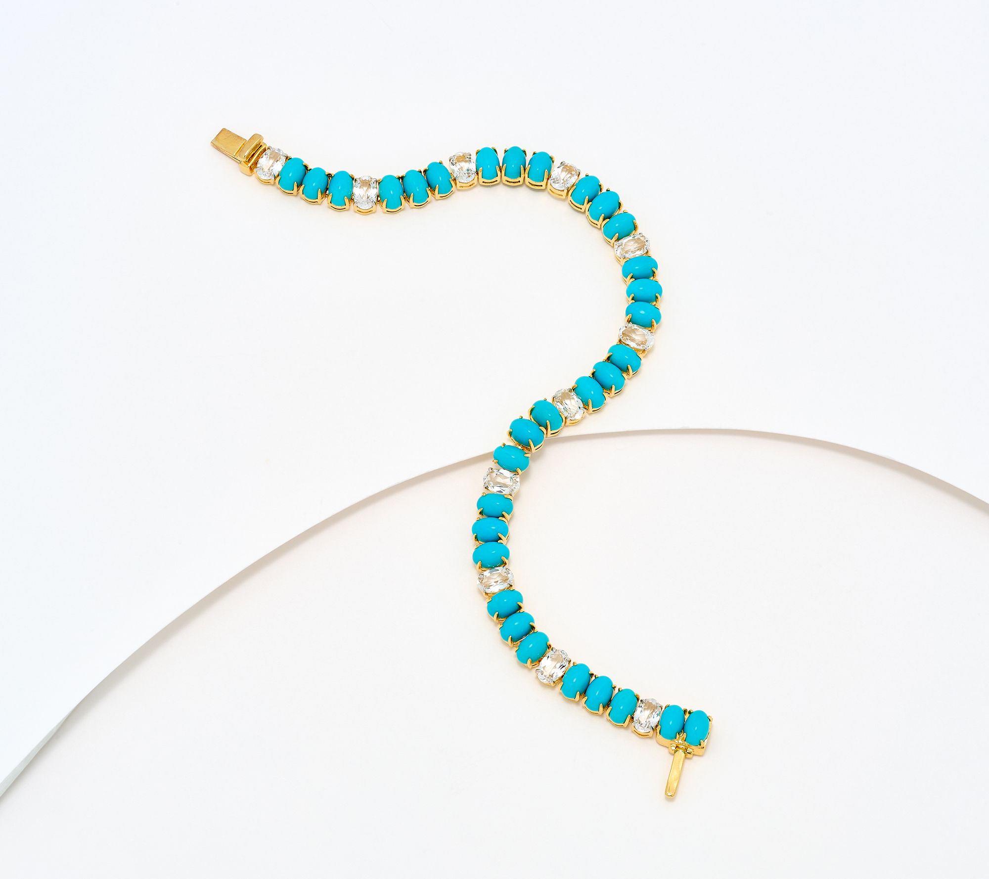 Affinity Gems North-South Sleeping Beauty Oval Tennis Bracelet, Sterl