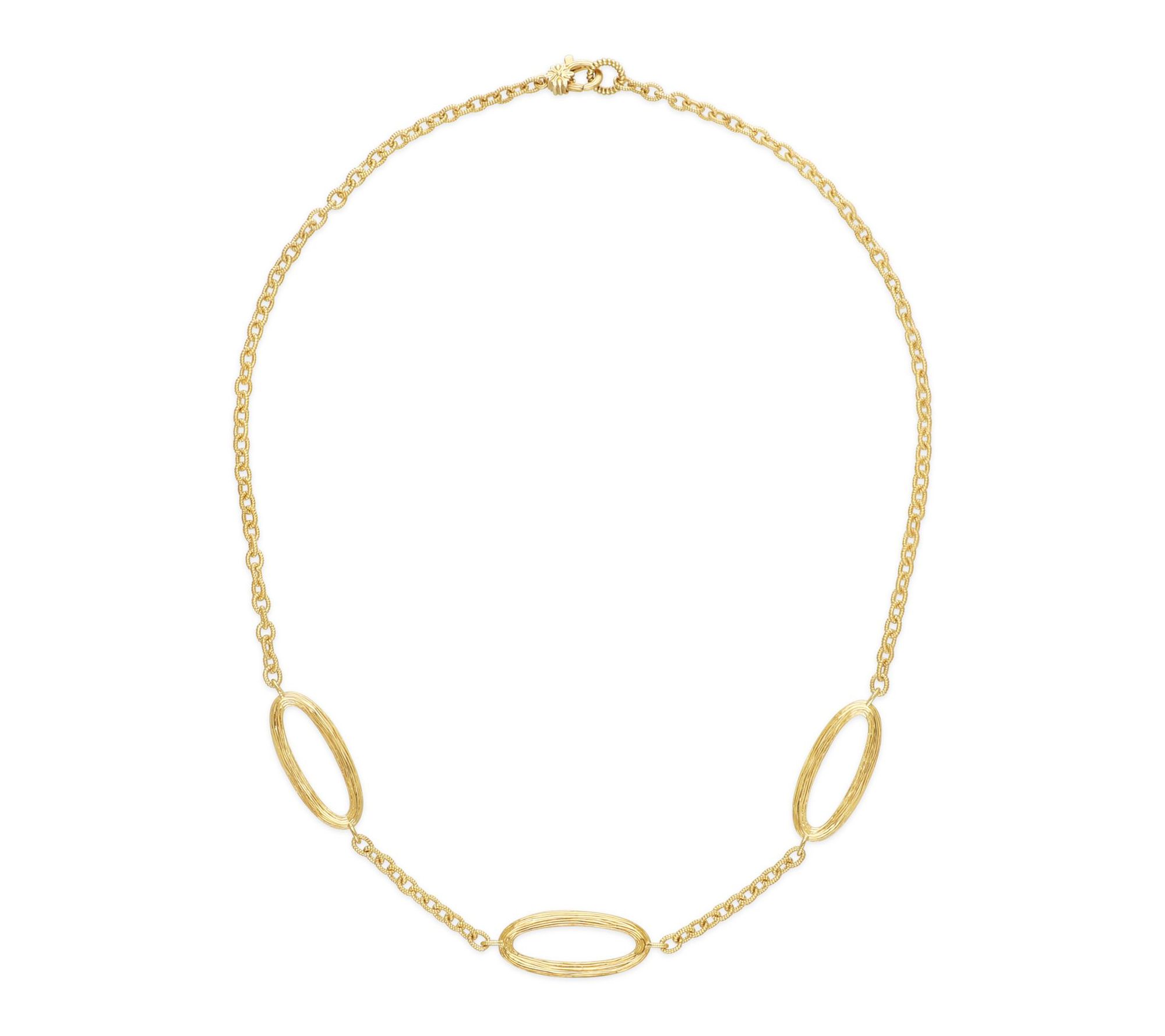 Ariva 18K Gold Clad Silk Textured Oval StationNecklace