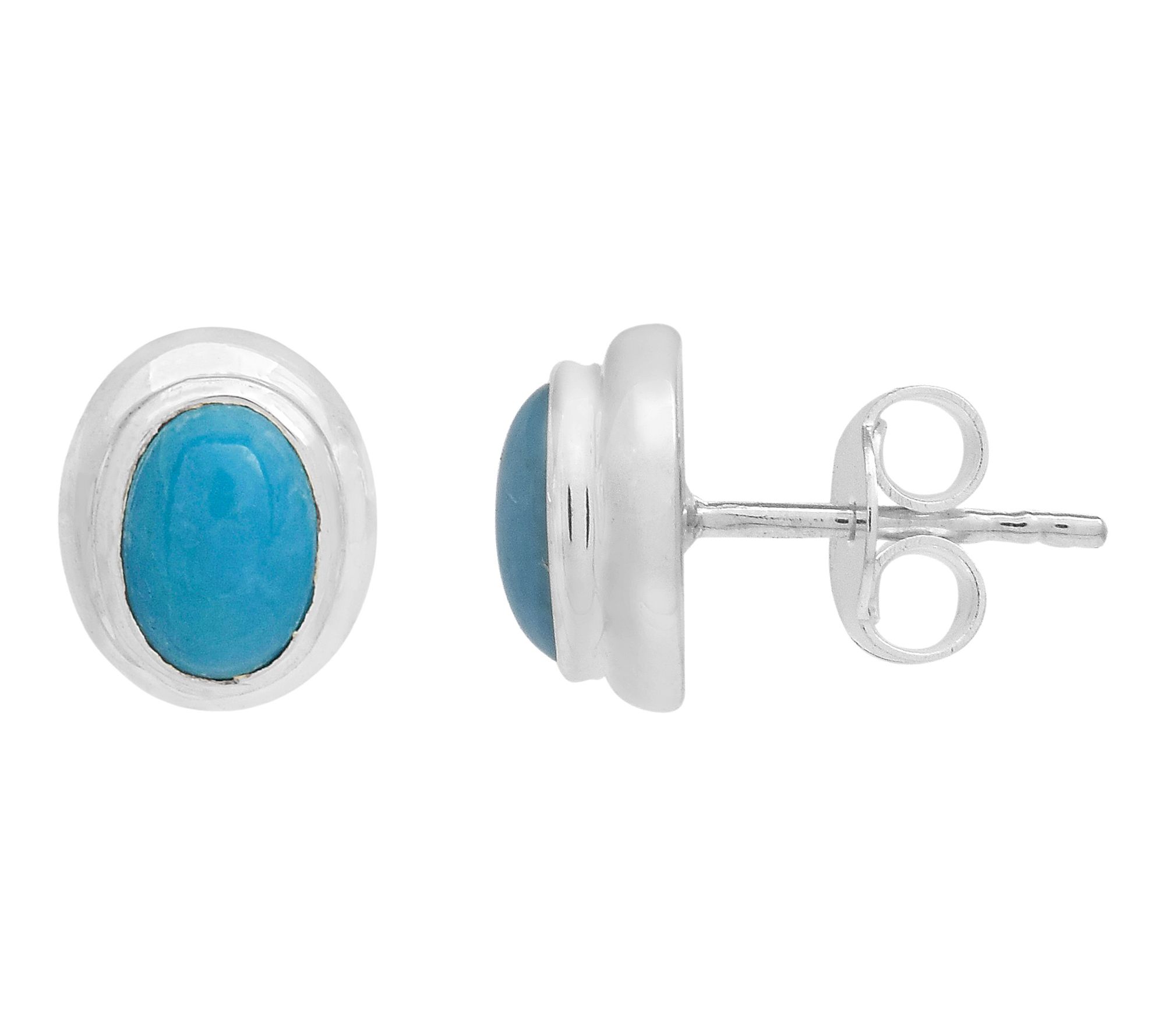 Affinity Gems High polished Turquoise Stud Earrings, Sterling