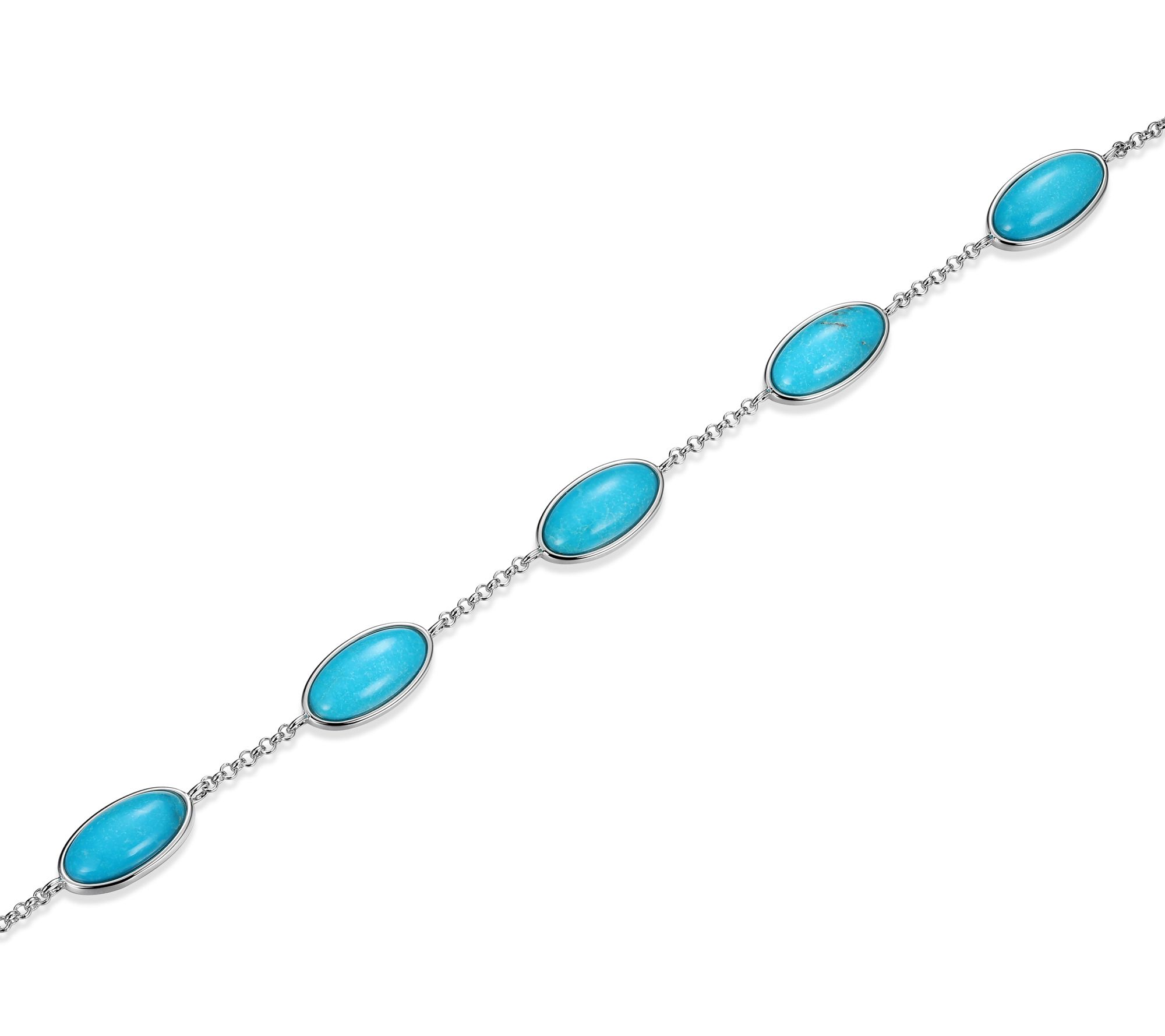 Affinity Gems Turquoise Station Bracelet, Sterling Silver