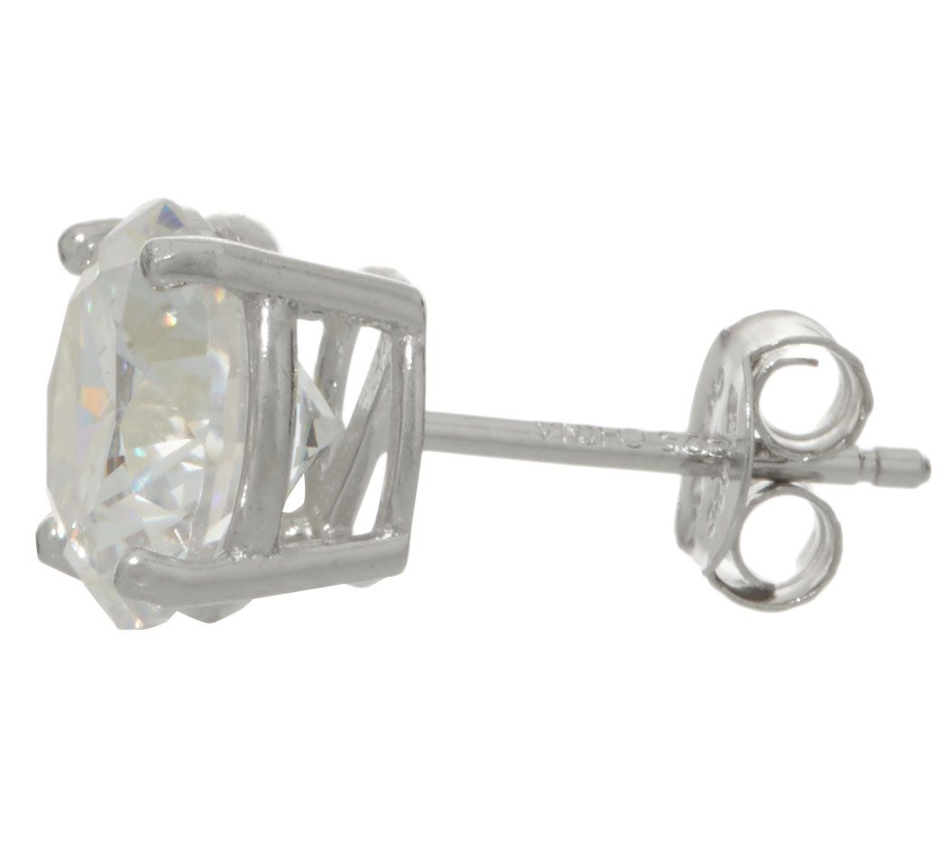 Diamonique Set of 5 Stud Earrings, Sterling or 14K Plated, Boxed