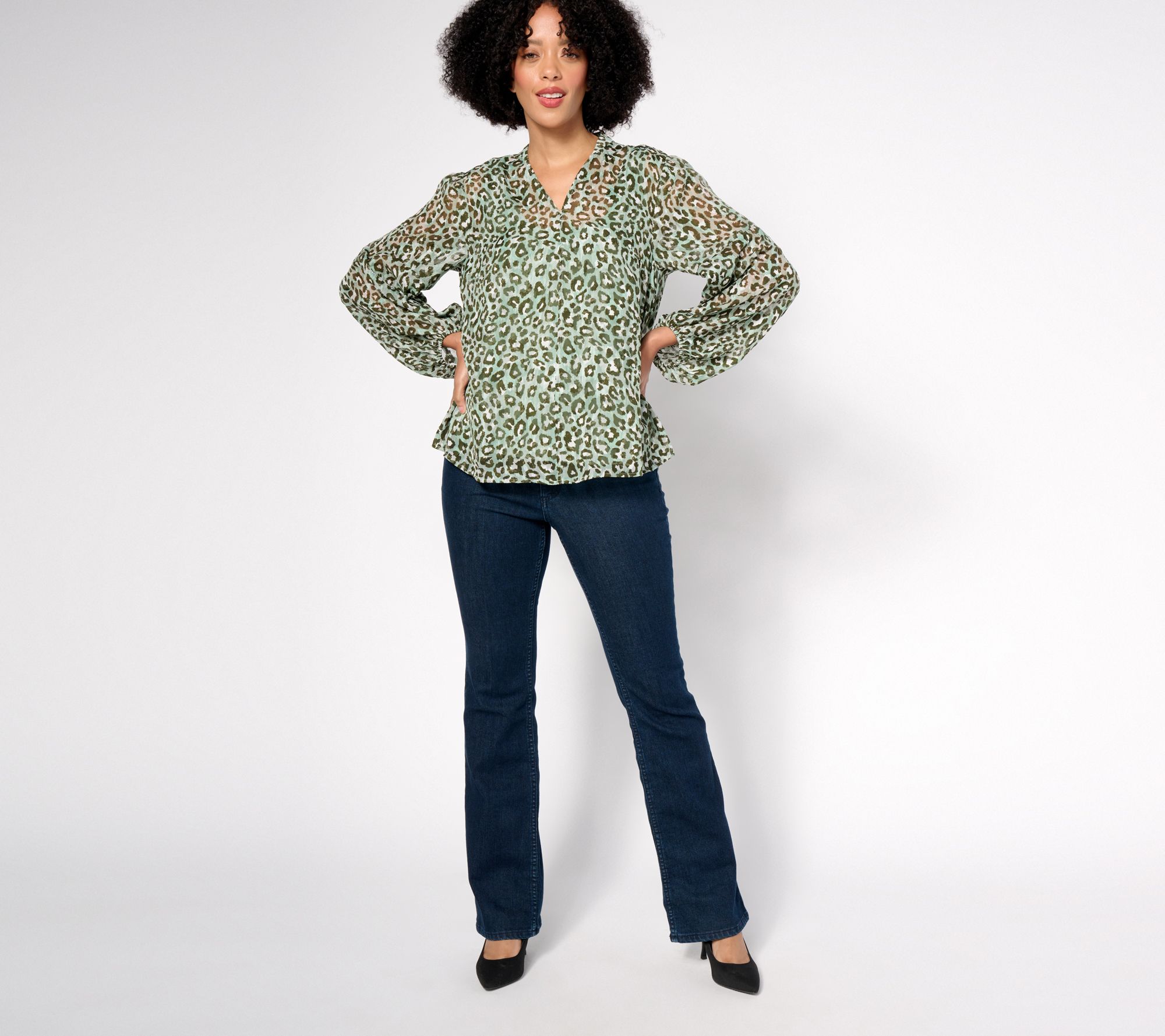 BEAUTIFUL by Lawrence Zarian Printed Textured Blouse with Knit Tank