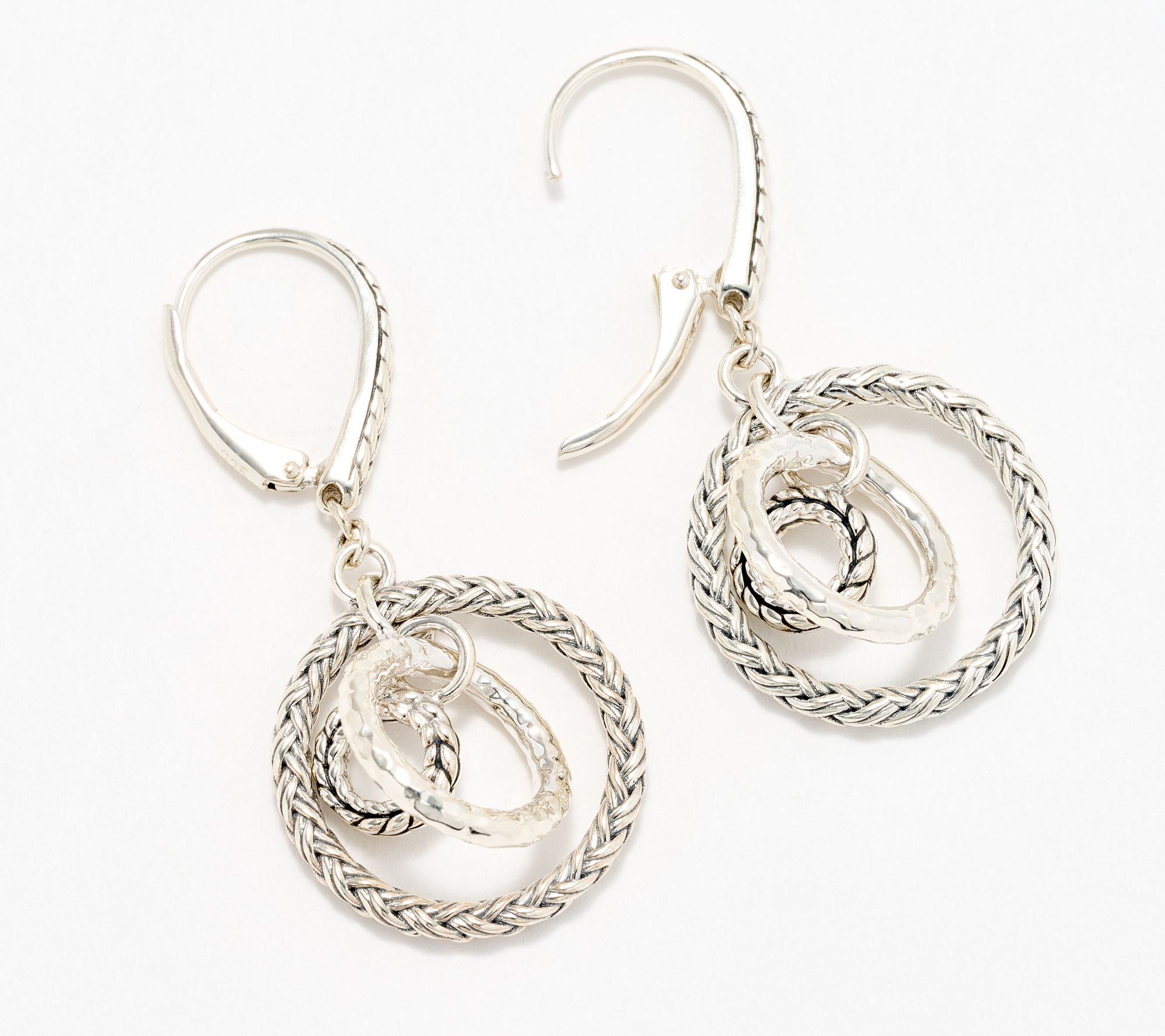 JAI Sterling Silver Multi-Texture Leverback Earrings