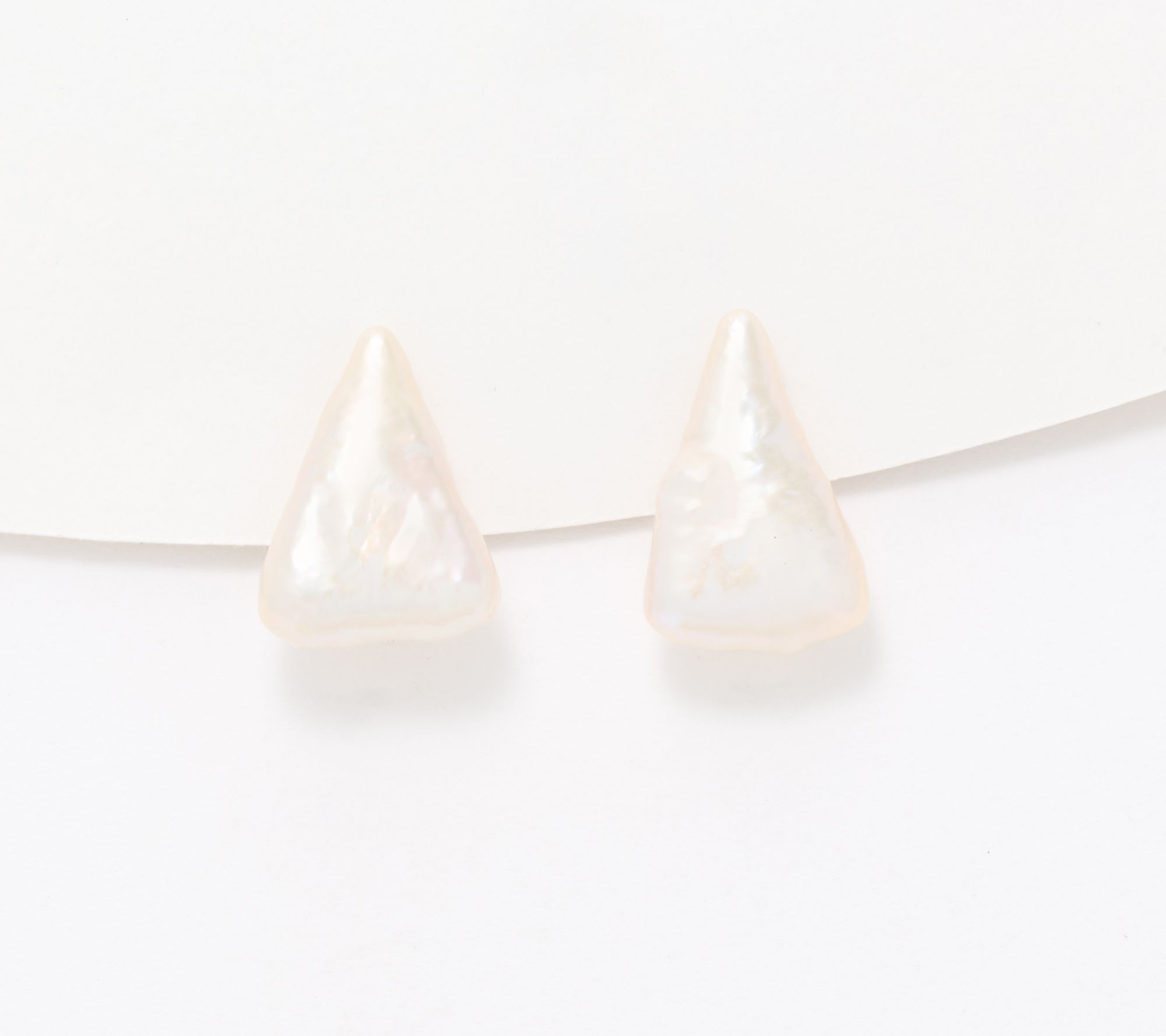Honora Sterling Silver Triangle Shaped Cultured Pearl Stud Earrings