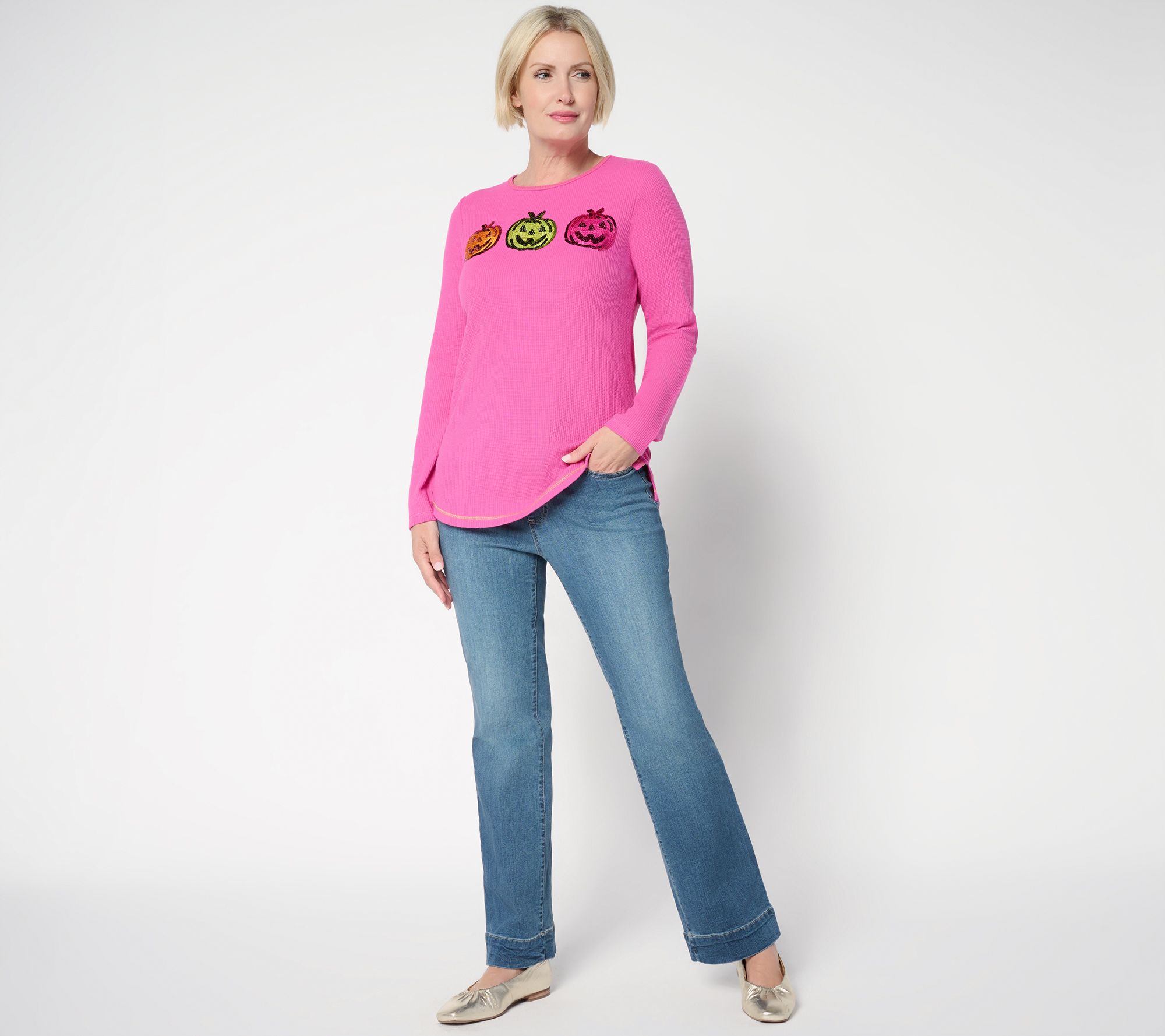 Quacker Factory Triple Treat Waffle Contrast Trim Top