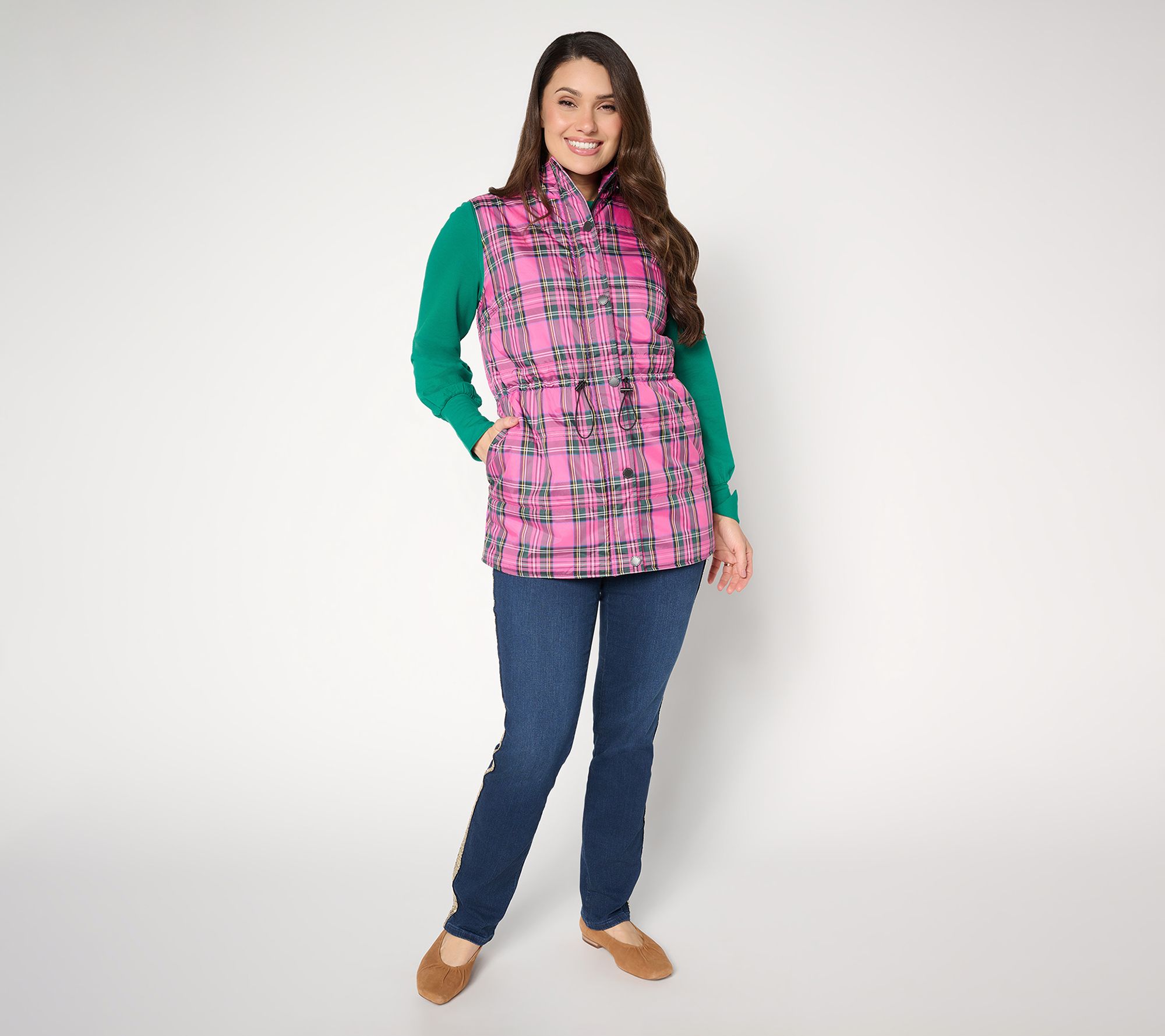 Jingle Belles by Kim Gravel Tartan Regular Cinch Waist Vest