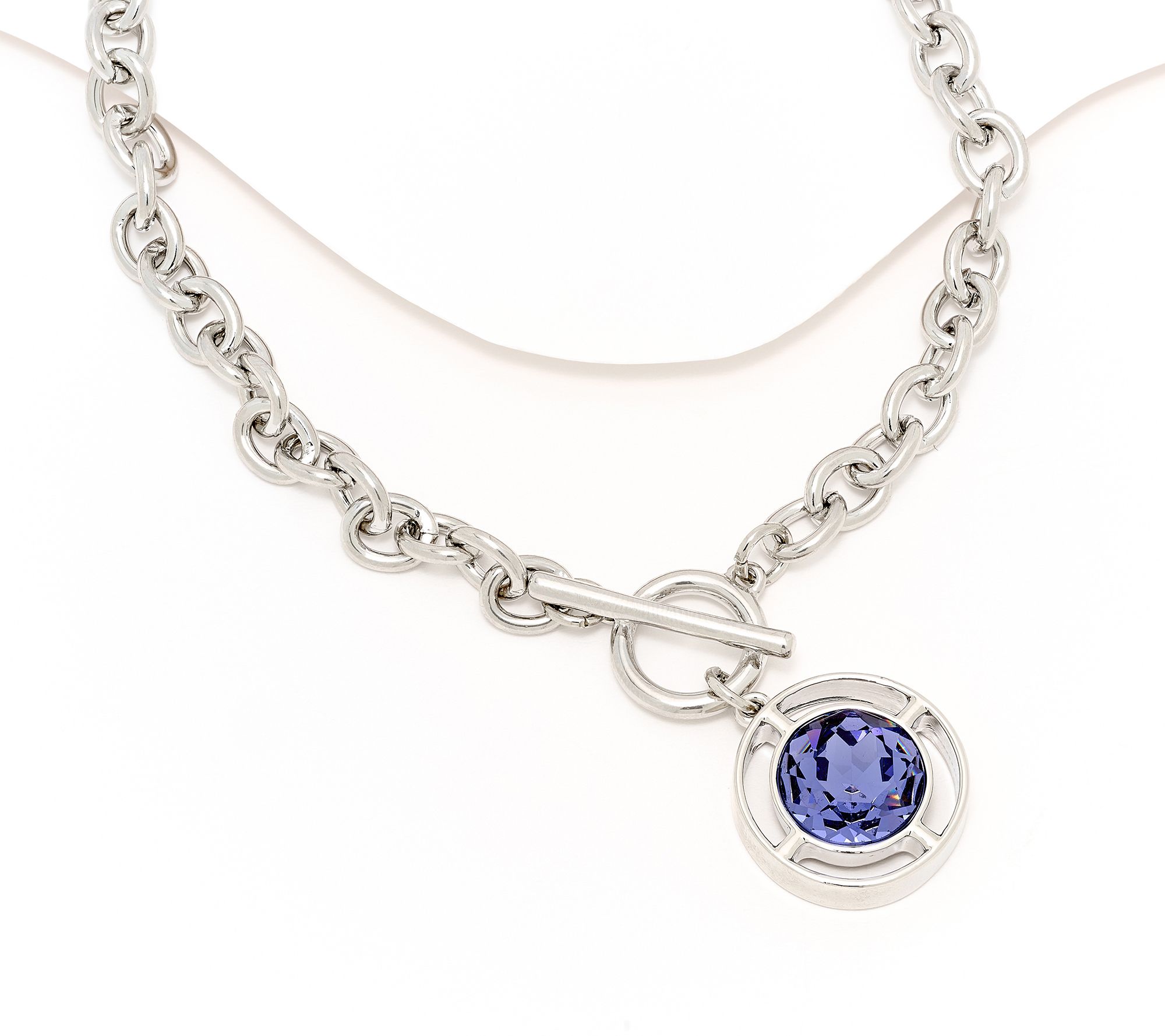 Denim and Co. Faux Toggle Necklace w/ Circle Drop