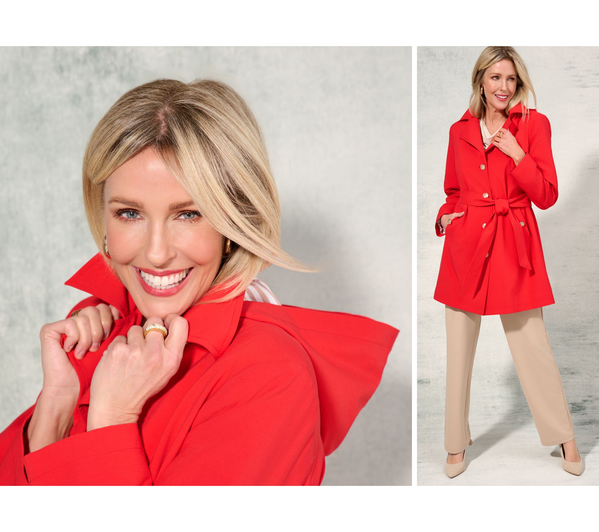 Dennis Basso Regular Water Resistant Trench Coat with Hood