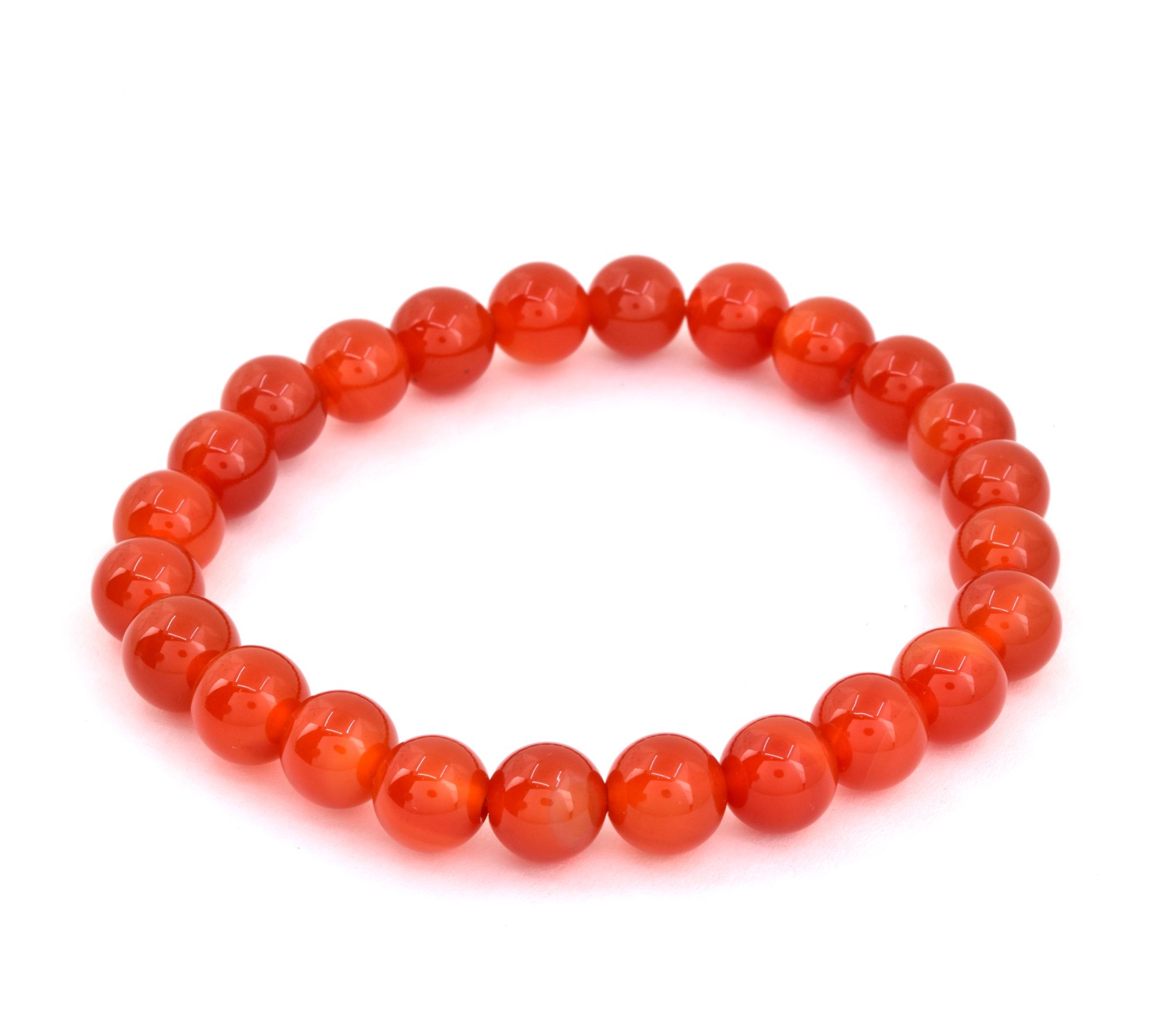 Orange Chalcedony Smooth Beaded Stretch Bracelet