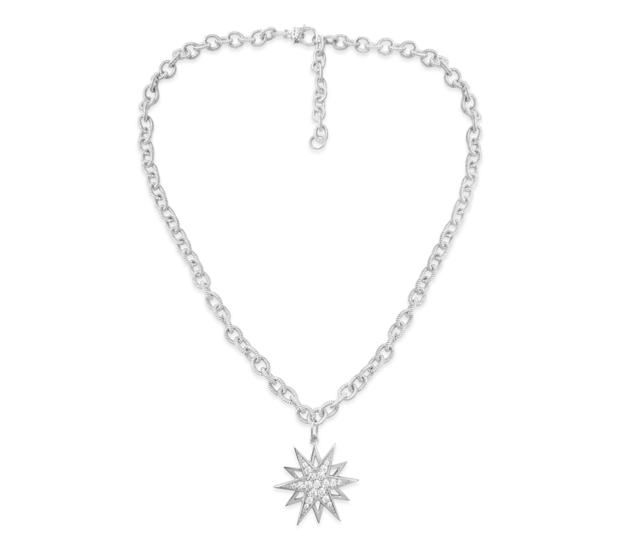 Ariva Sterling Silver Diamonique Starburst Necklace
