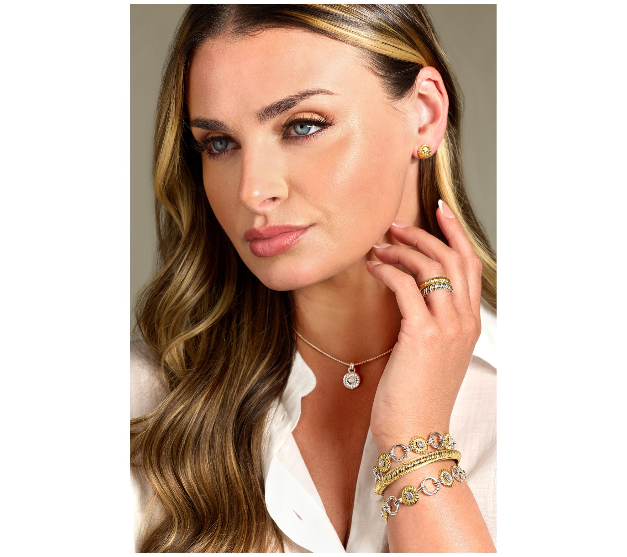 Christian James by Scott Grimes Two-Tone Suower Bracelet 16.9g