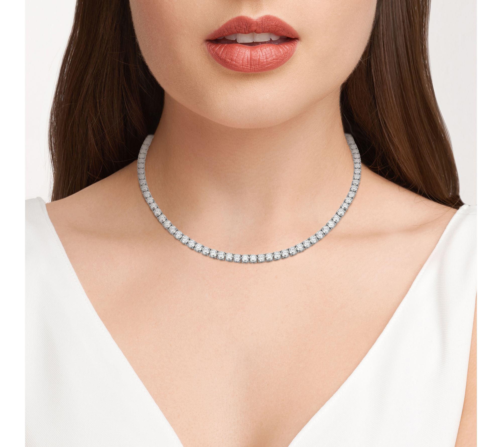 Moissanite 36.00 cttw Tennis Necklace, SterlingSilver