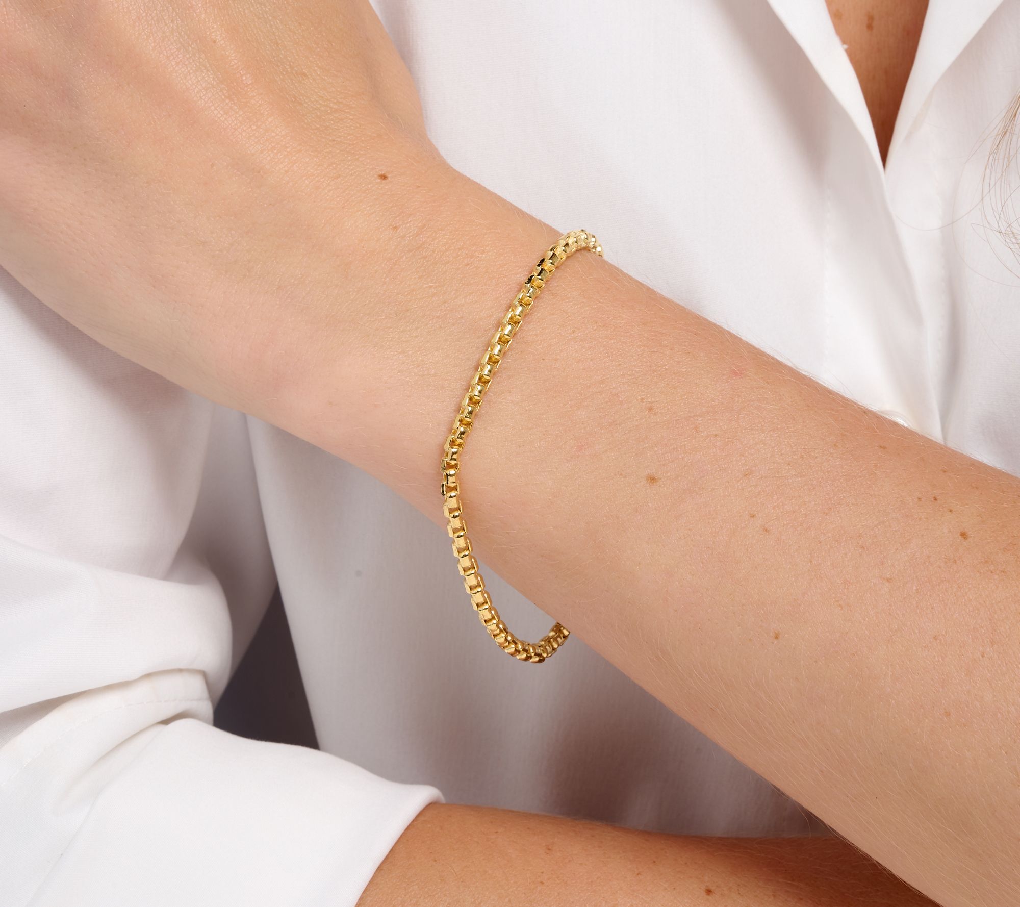 David Markstein 14K Gold Diamond Cut Box Magnetic Bracelet