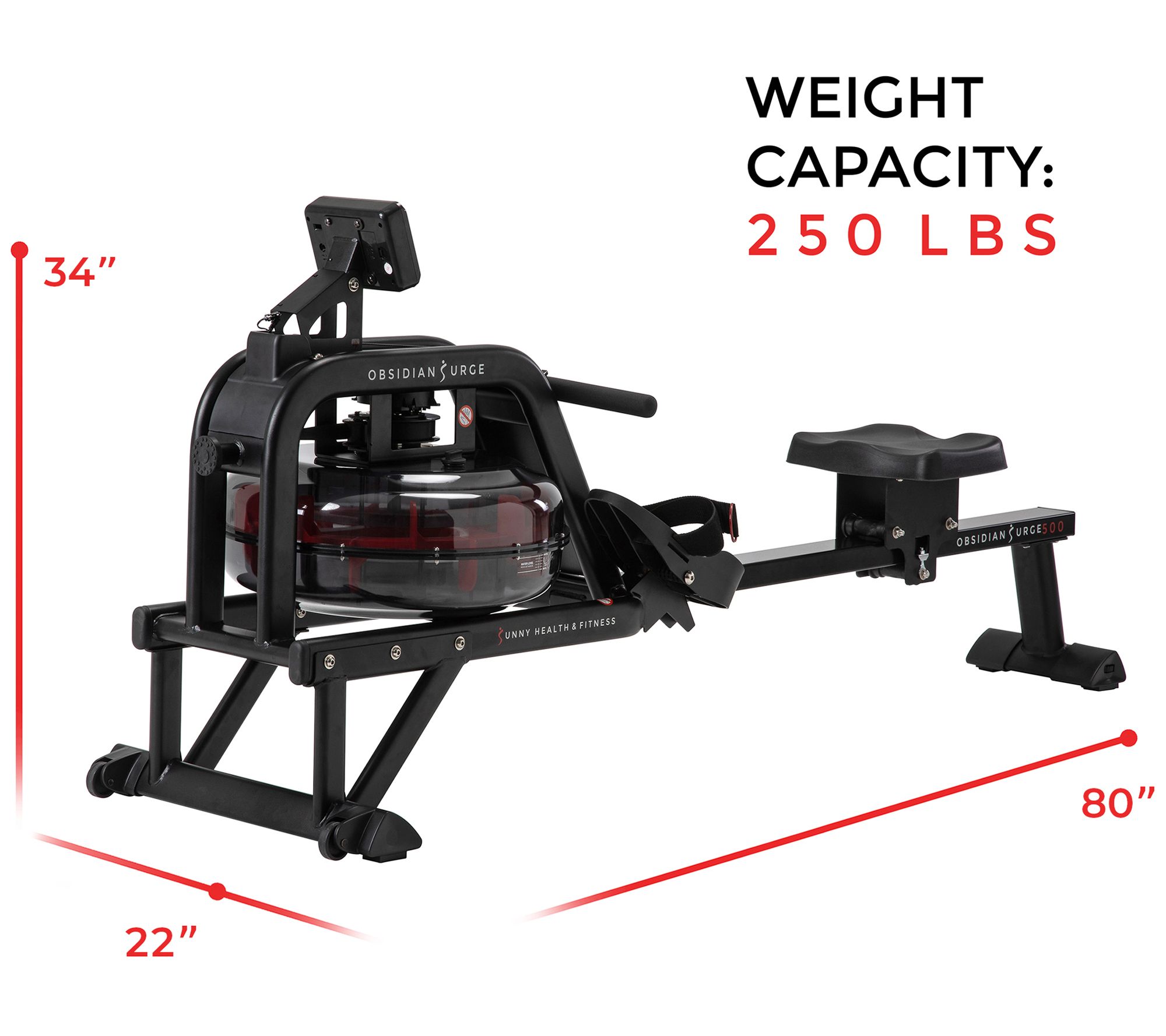 Sunny Health & Fitness Obsidian Surge Water Rower
