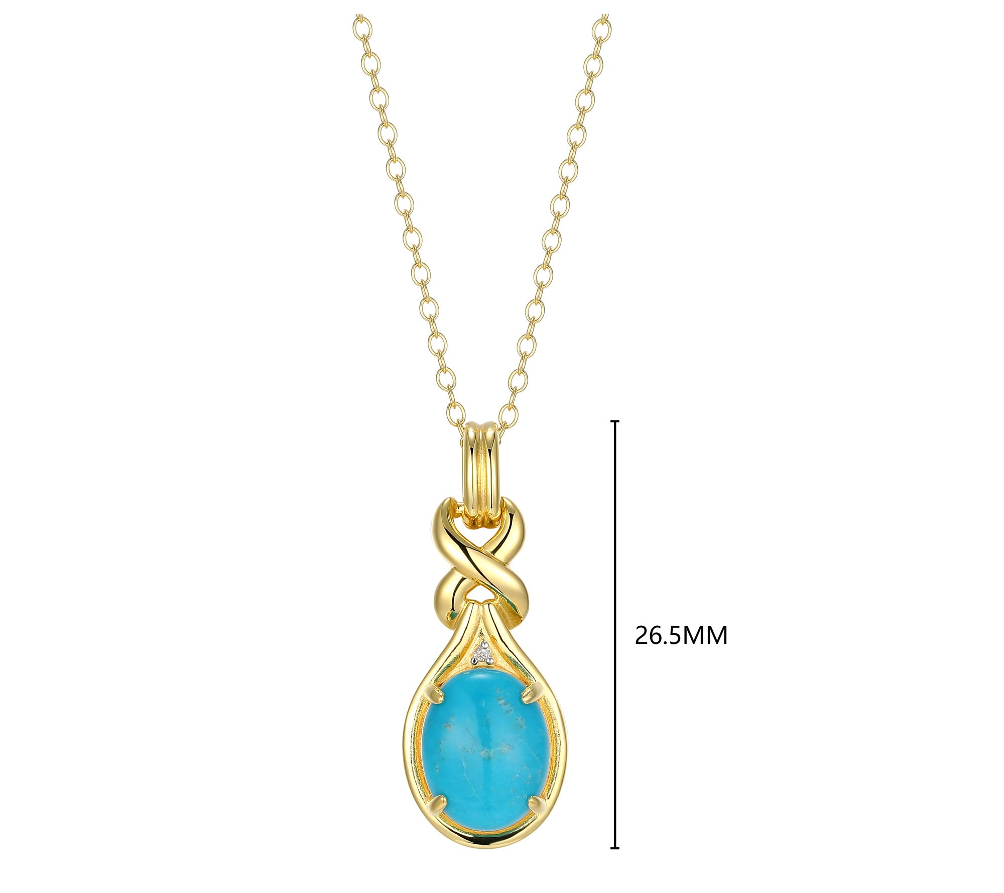 Affinity Gems Turquoise & Diamond Necklace, 18kGold Plated