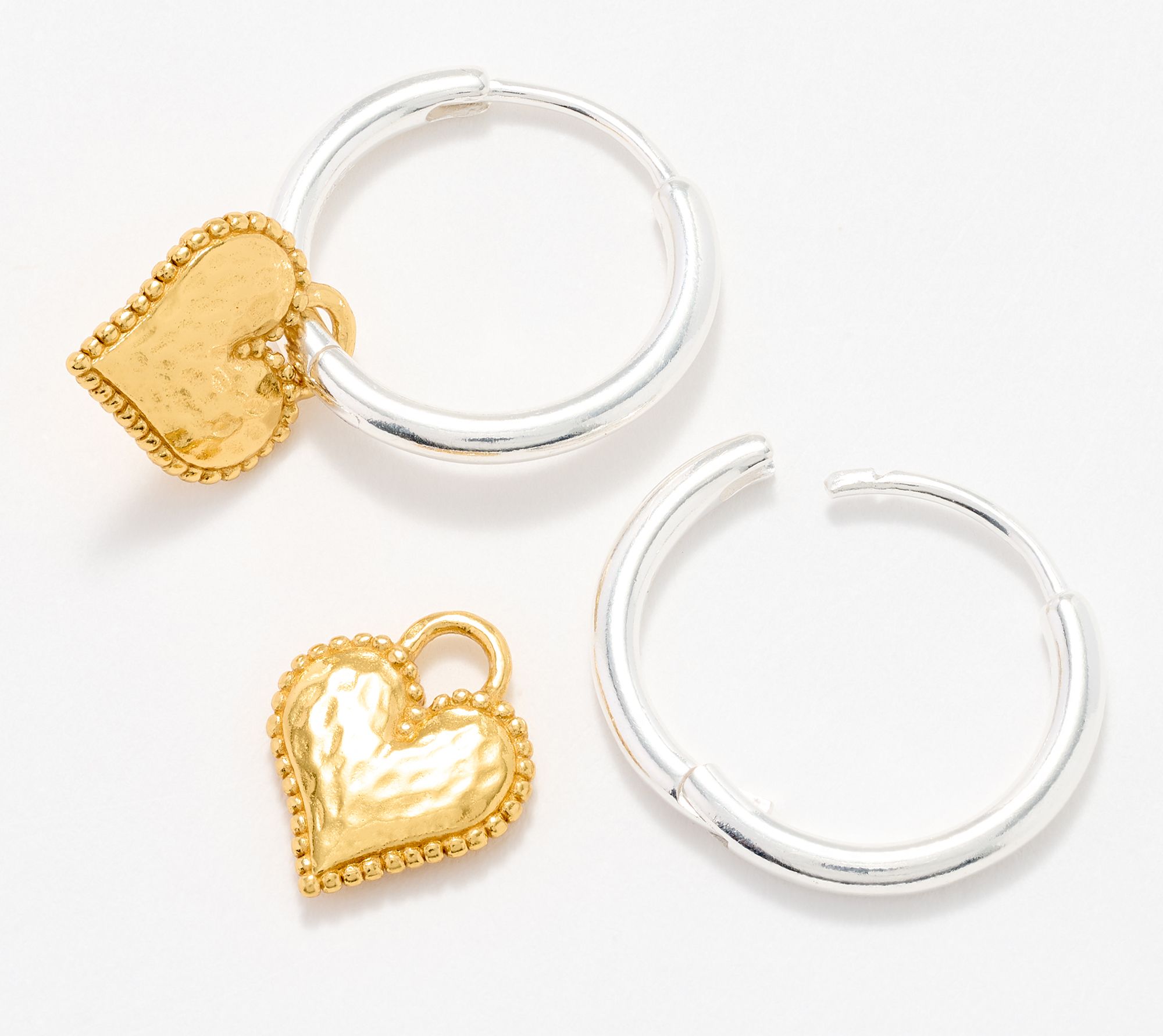 Or Paz Two-Tone Sterling Huggie Hoop Earrings with Charm