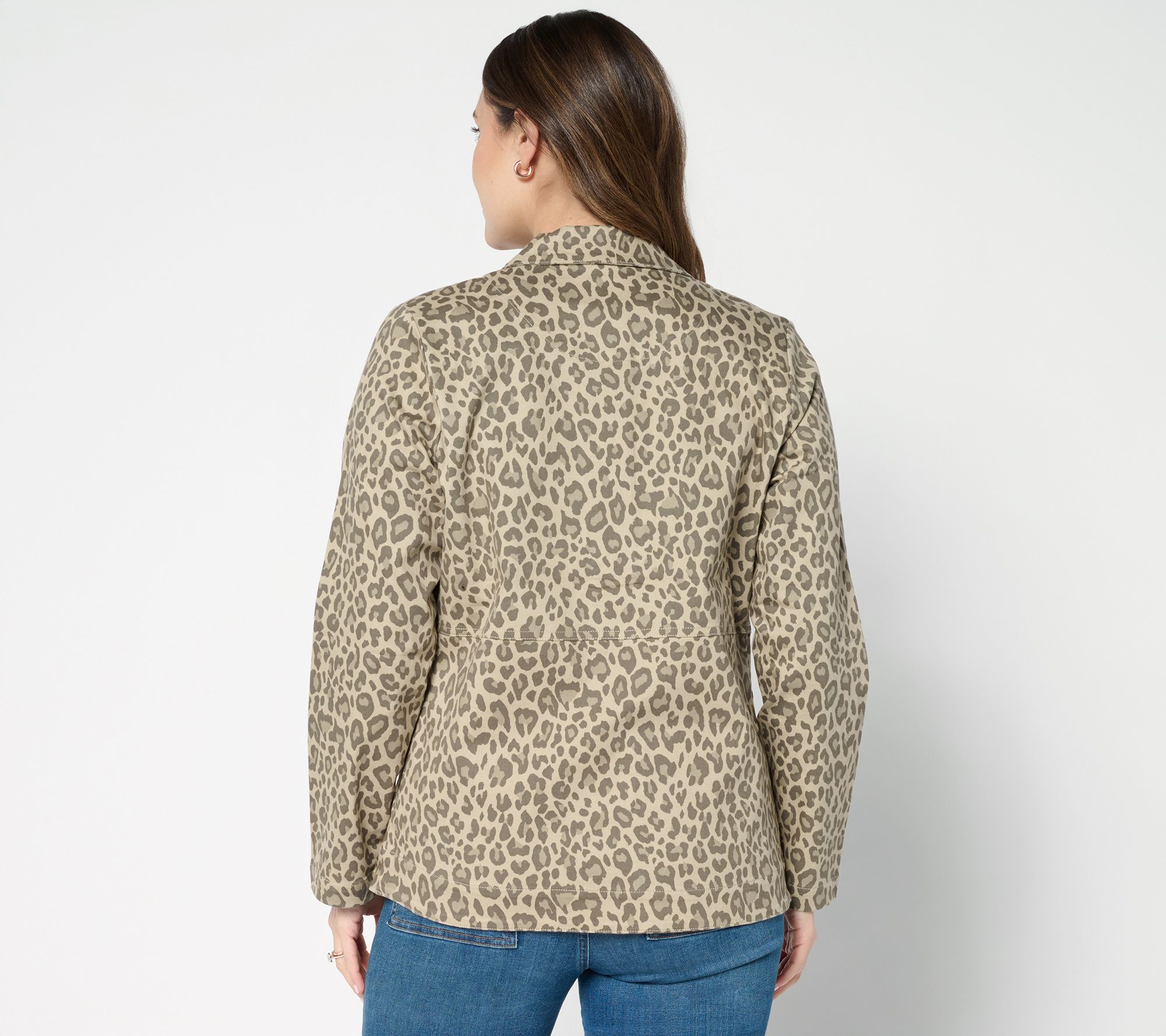 Denim & Co. Animal Print Button Front Twill Jacket with Pockets