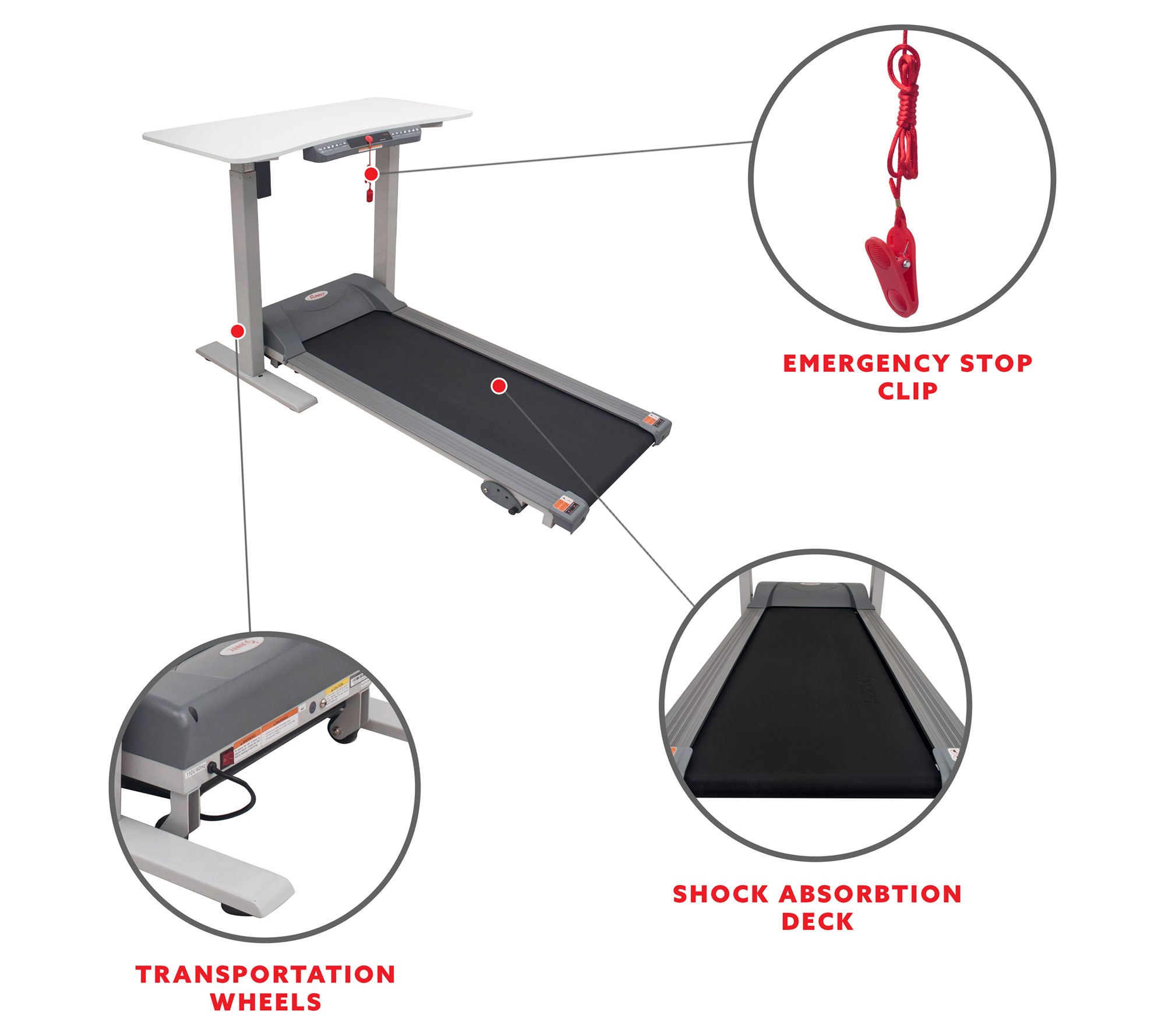 Sunny Health Fitness Treadmill w/ Detachable Au tomated Desk