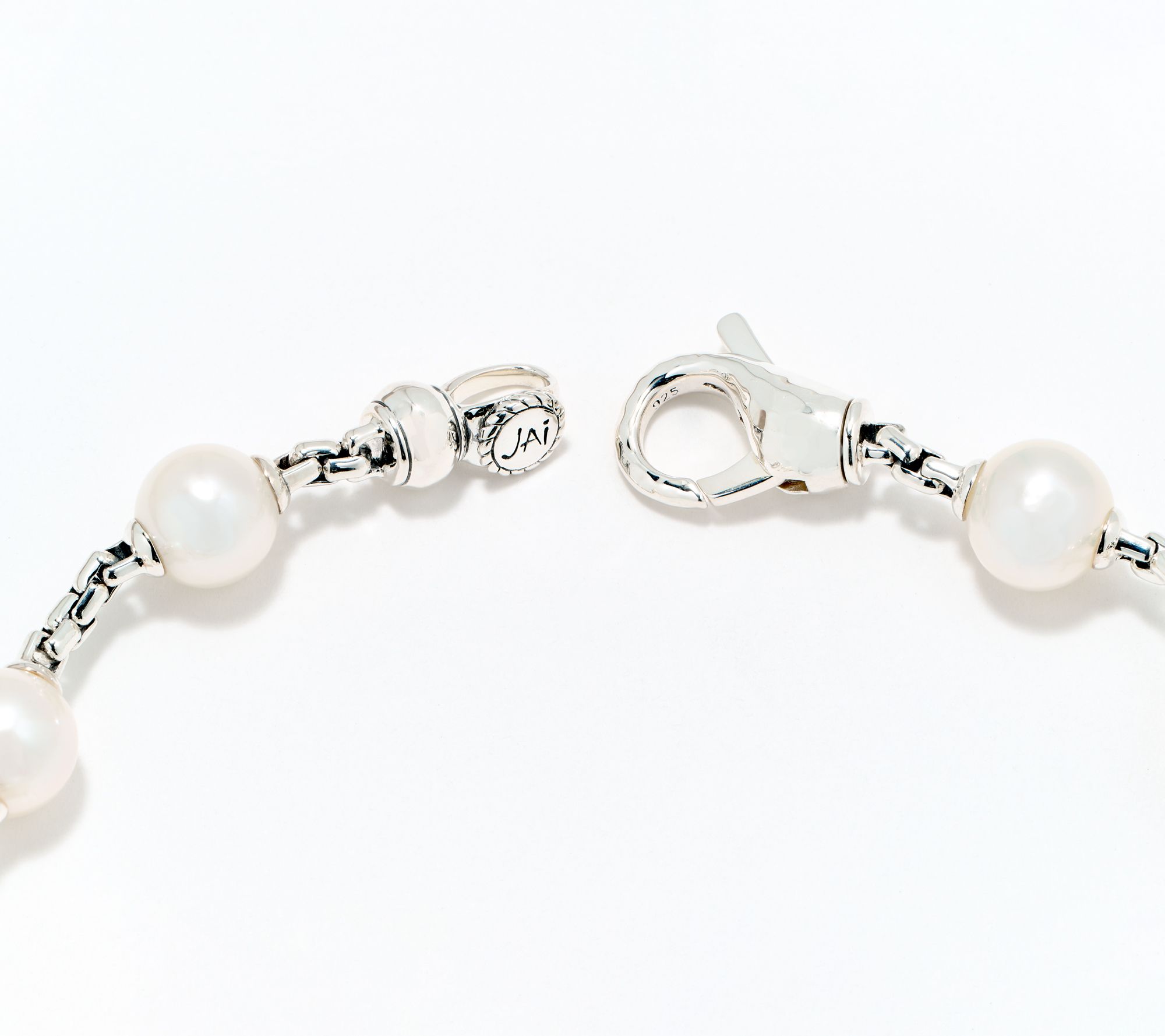 JAI Sterling Silver Cultured Pearl 2.7mm Box Chain Bracelet