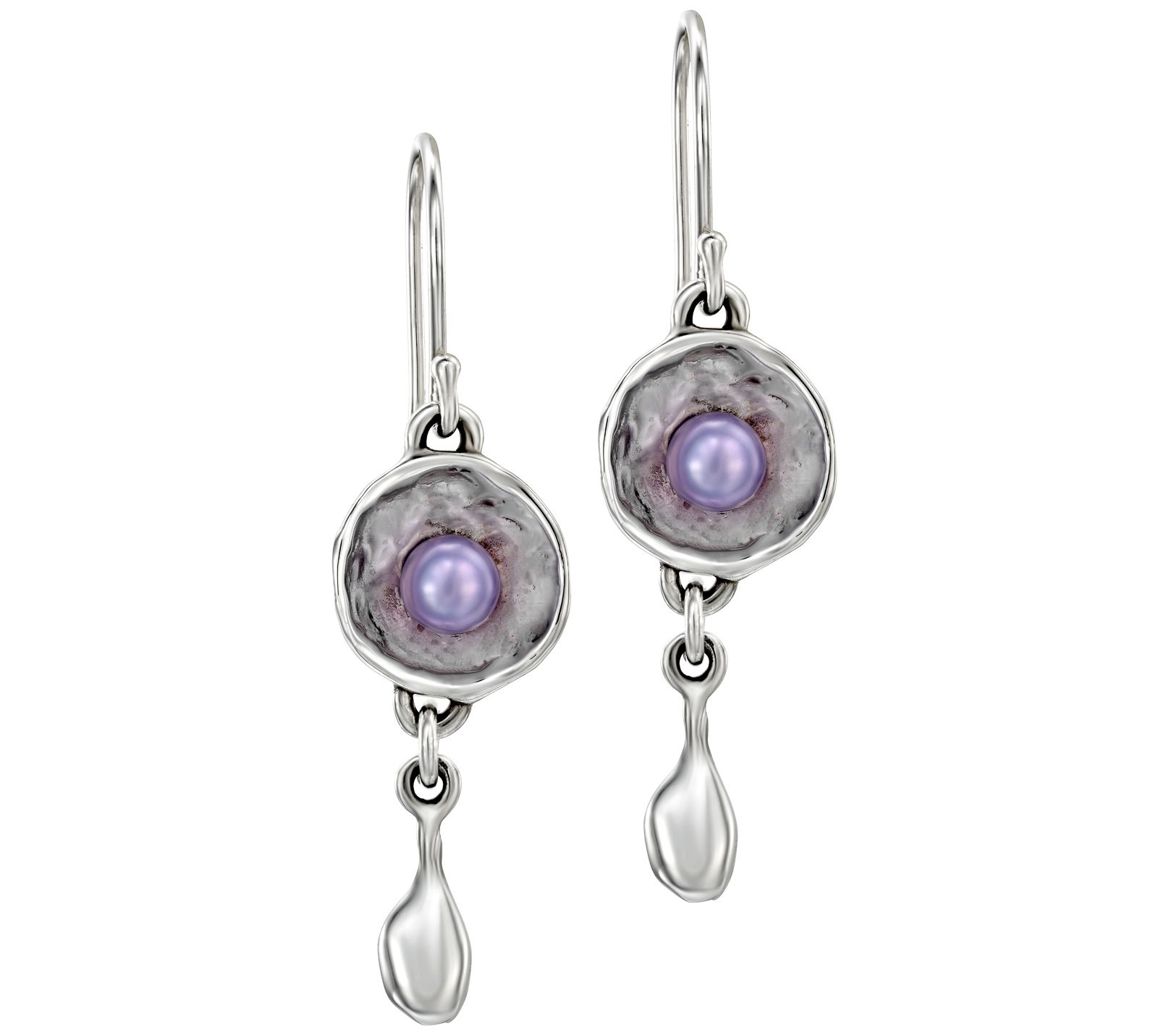 Hagit Violet Cultured Pearl Earrings & NecklaceSet, Sterling