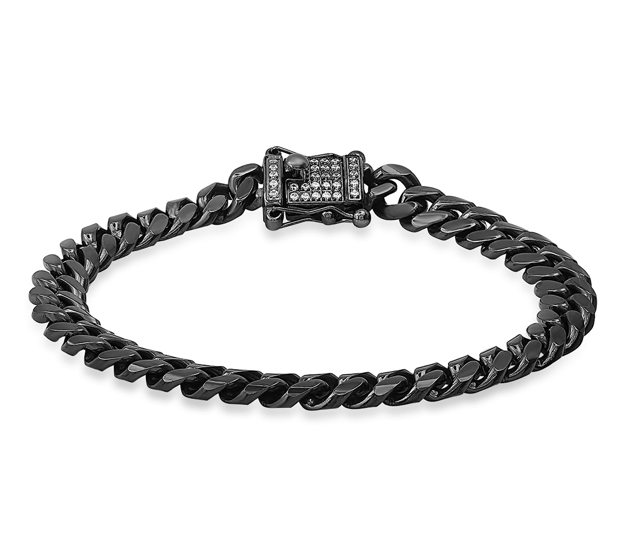 Steel By Design Men's Black IP Cubic Zirconia Bracelet