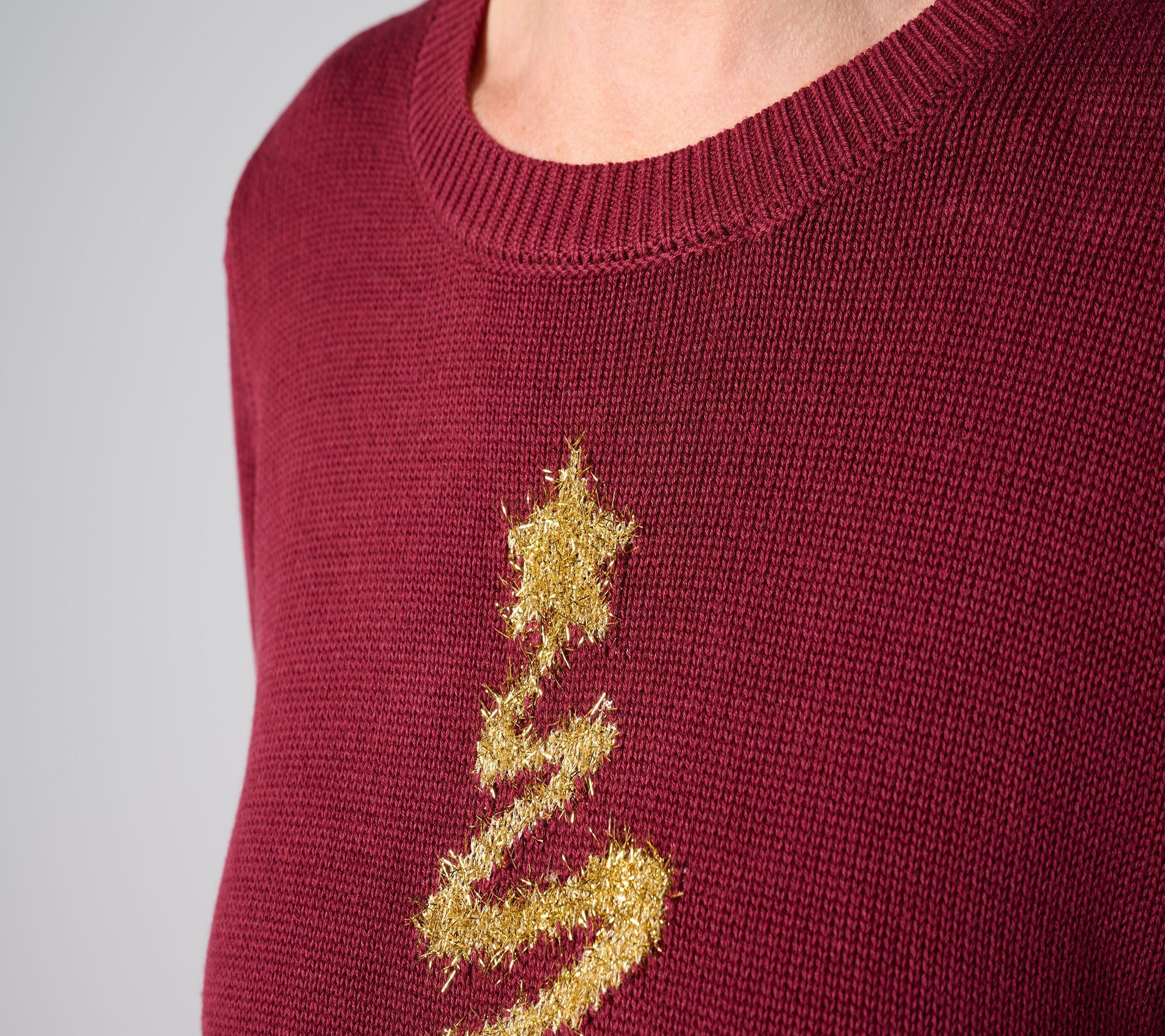 Jingle Belles by Kim Gravel Gold Lurex Oh Christmas Tree Sweater