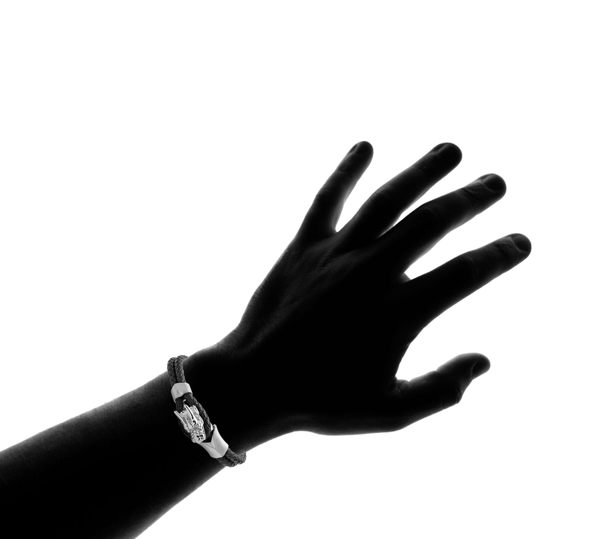 Steel by Design Men's Leather Dragon Bracelet