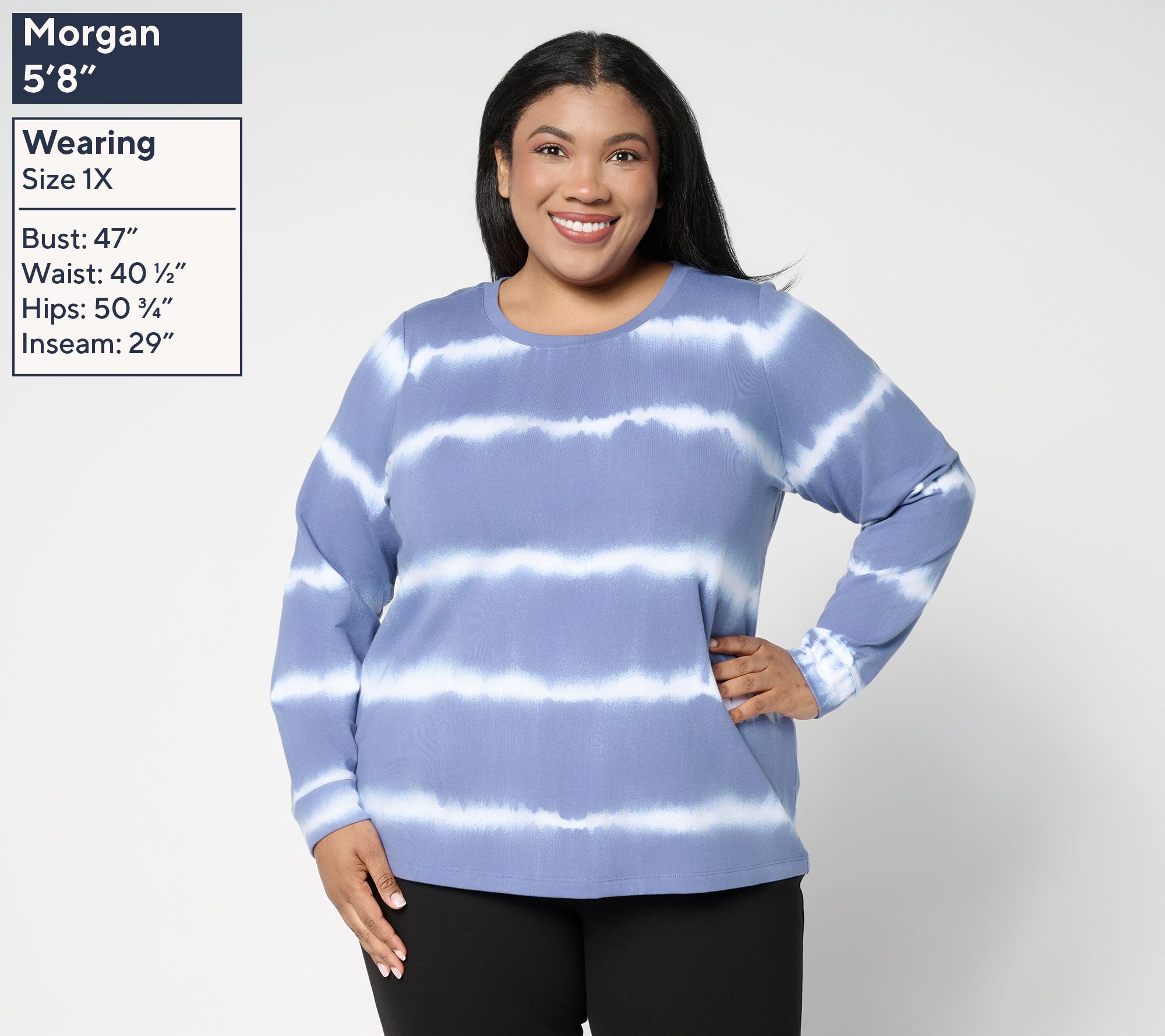 Denim & Co. Tie-Dye French Terry Long-Sleeve Sweatshirt