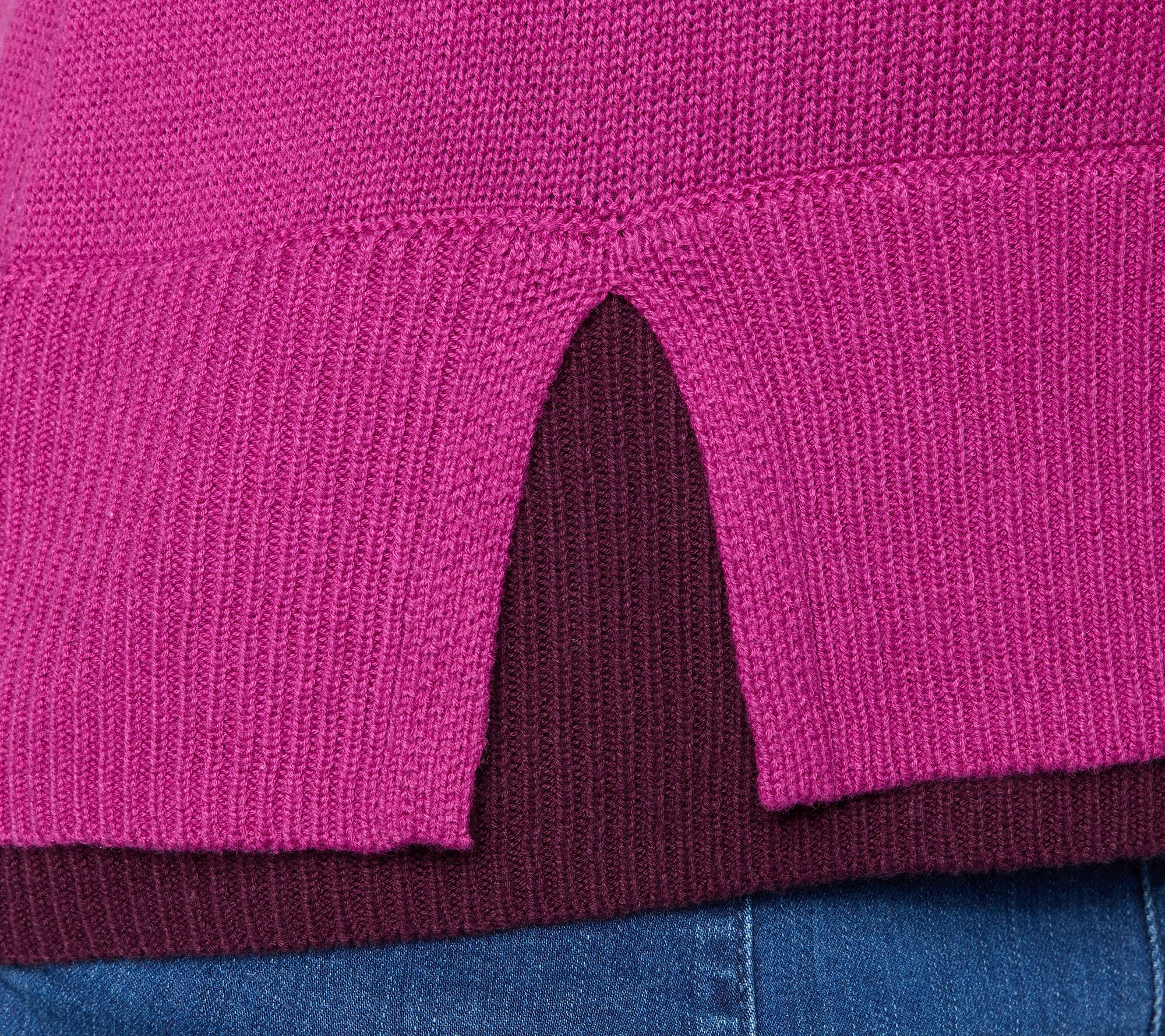 Belle by Kim Gravel Layered Hem Side Slit Sweater