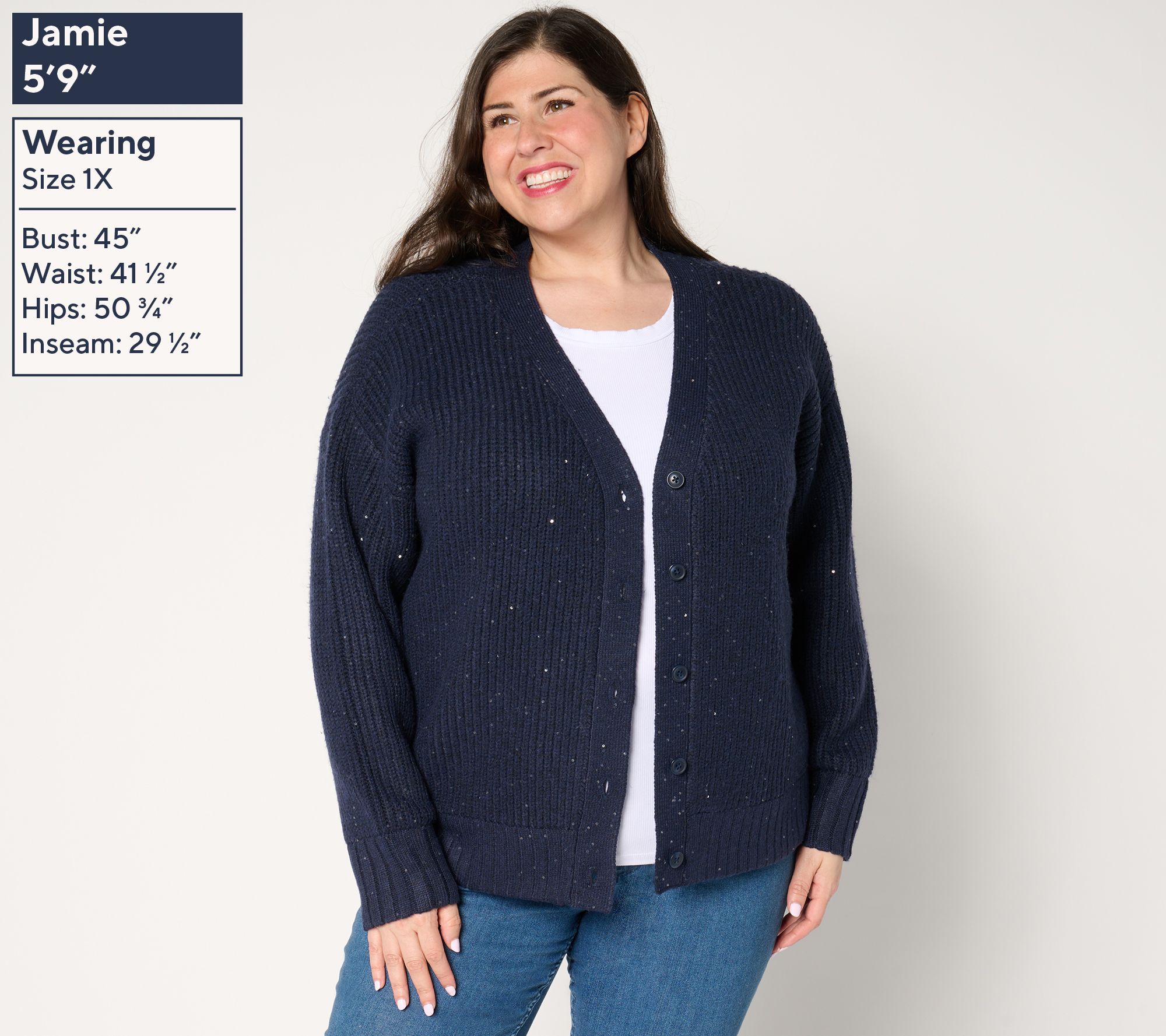 Studio Park x Amy Stran Button Front Sparklin' Cardigan