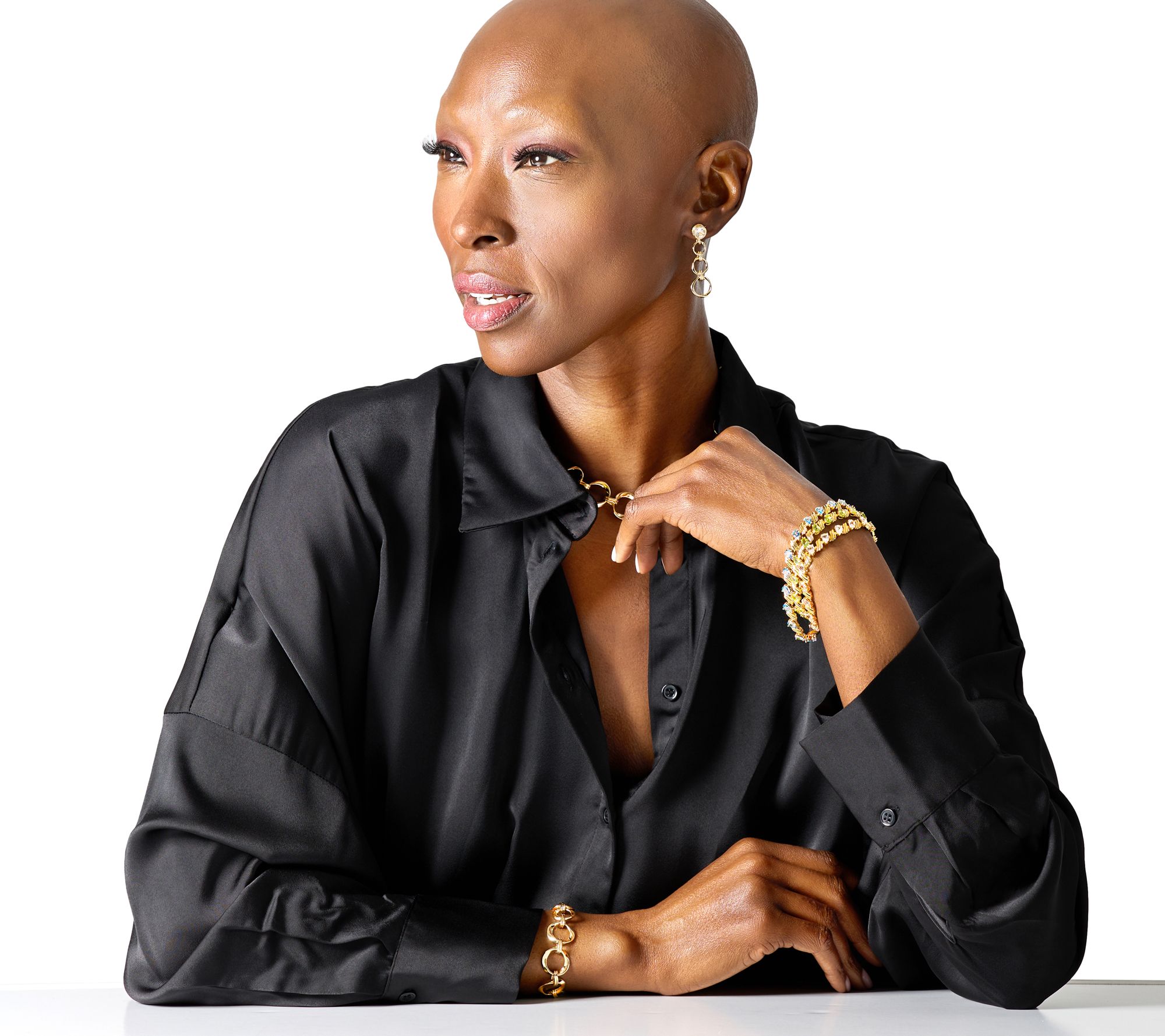 Christian James by Scott Grimes 14K Clad Ripple Circle Link Bracelet, 15.0g