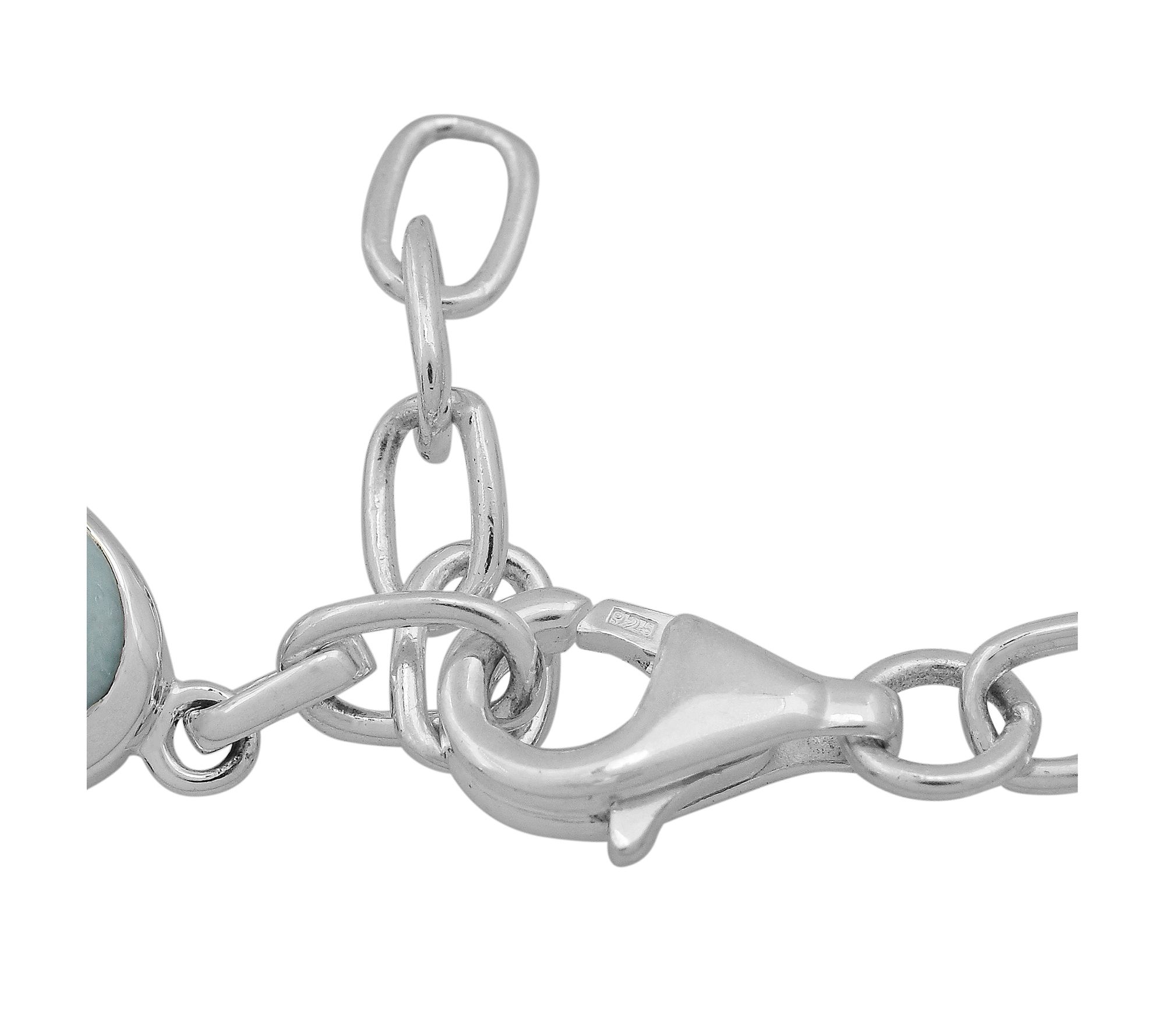 Affinity Gems Larimar Station Bracelet , Sterling Silver