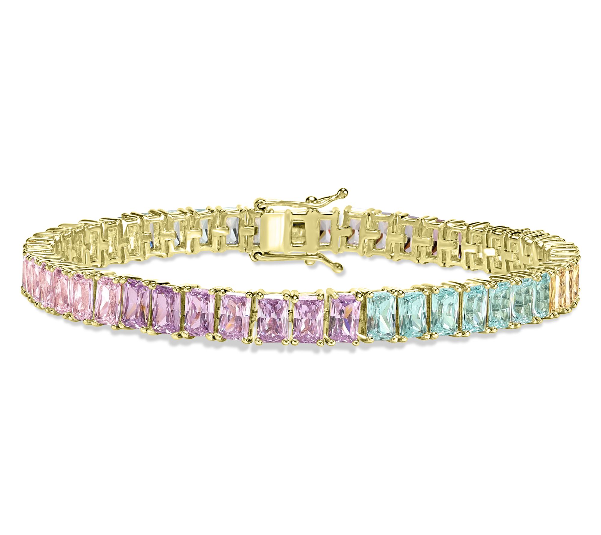 Diamonique x Kathy Levine Pastel Tennis Bracelet, Sterling