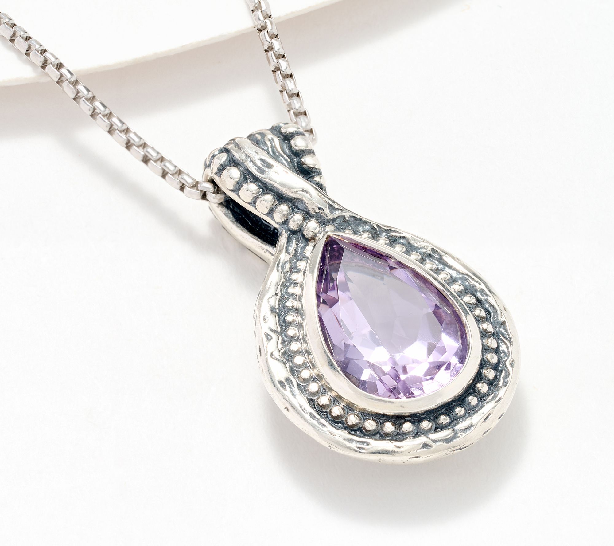 Or Paz Sterling Silver Pear Gemstone Pendant Necklace