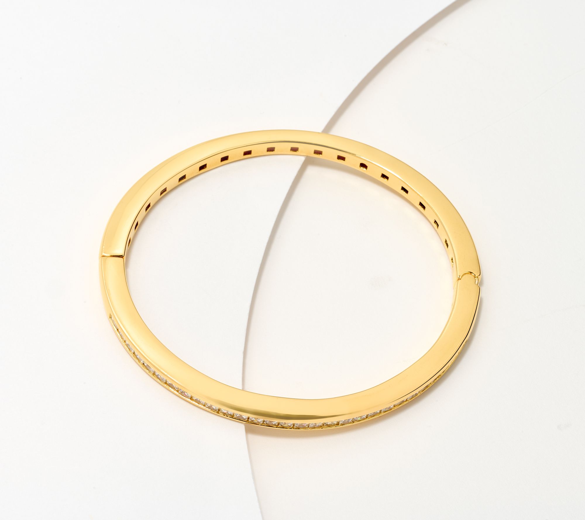 Diamonique Italia Hinged Bangle Bracelet, Sterling Silver