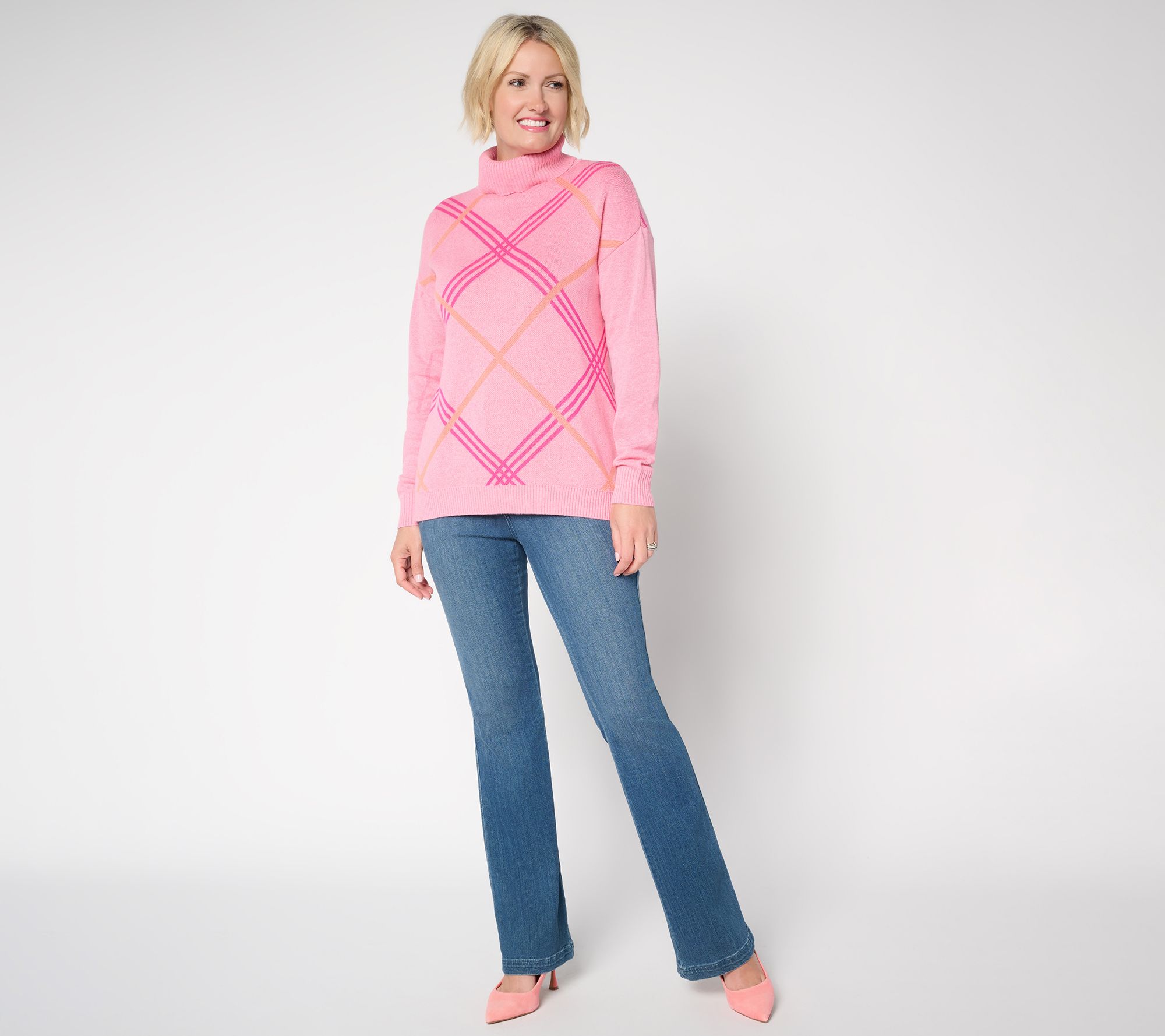 Belle by Kim Gravel Mad for Plaid Turtleneck Sweater