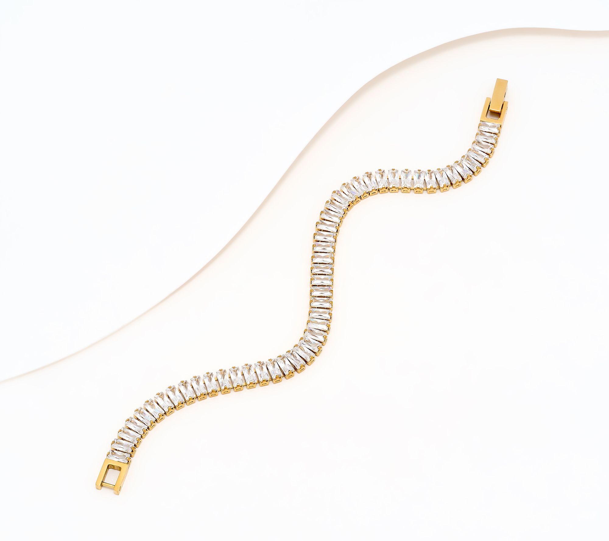 Steel by Diamonique Baguette Cut Tennis Bracelet Bracelet