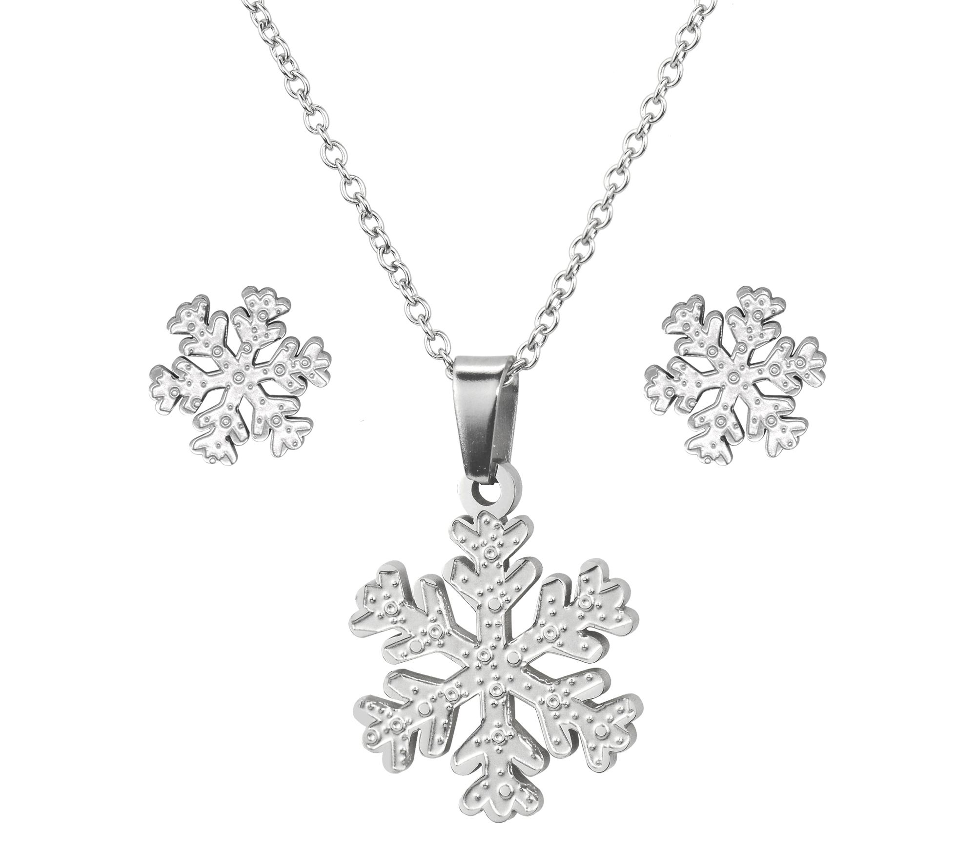 Steel by Design Snowflake Pendant & Earrings Set
