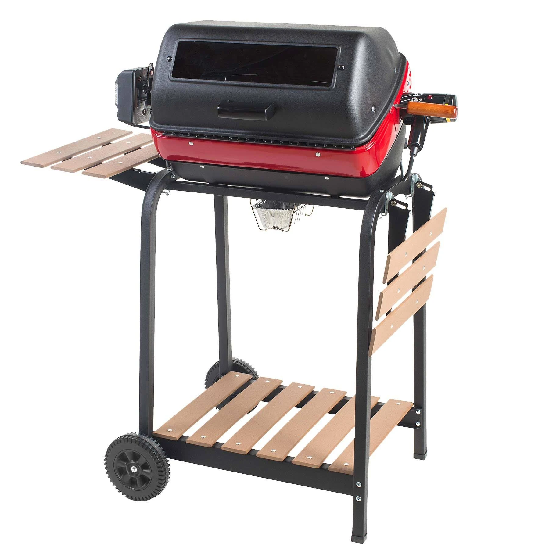 Americana Electric Cart Rotisserie Grill with Side Tables and Shelf