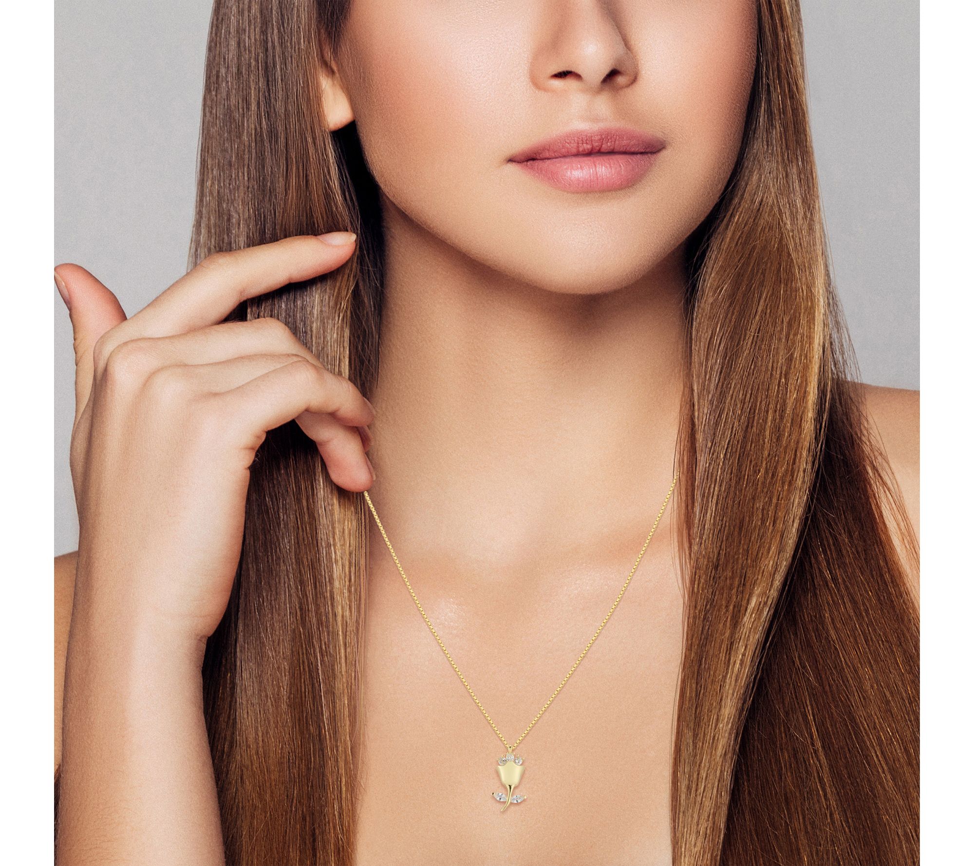 Sterlina Silver Pear & Marquise Cut Rose Necklace, Sterling