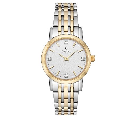 Bulova Ladies Two-Tone Diamond Dial Bracelet Watch