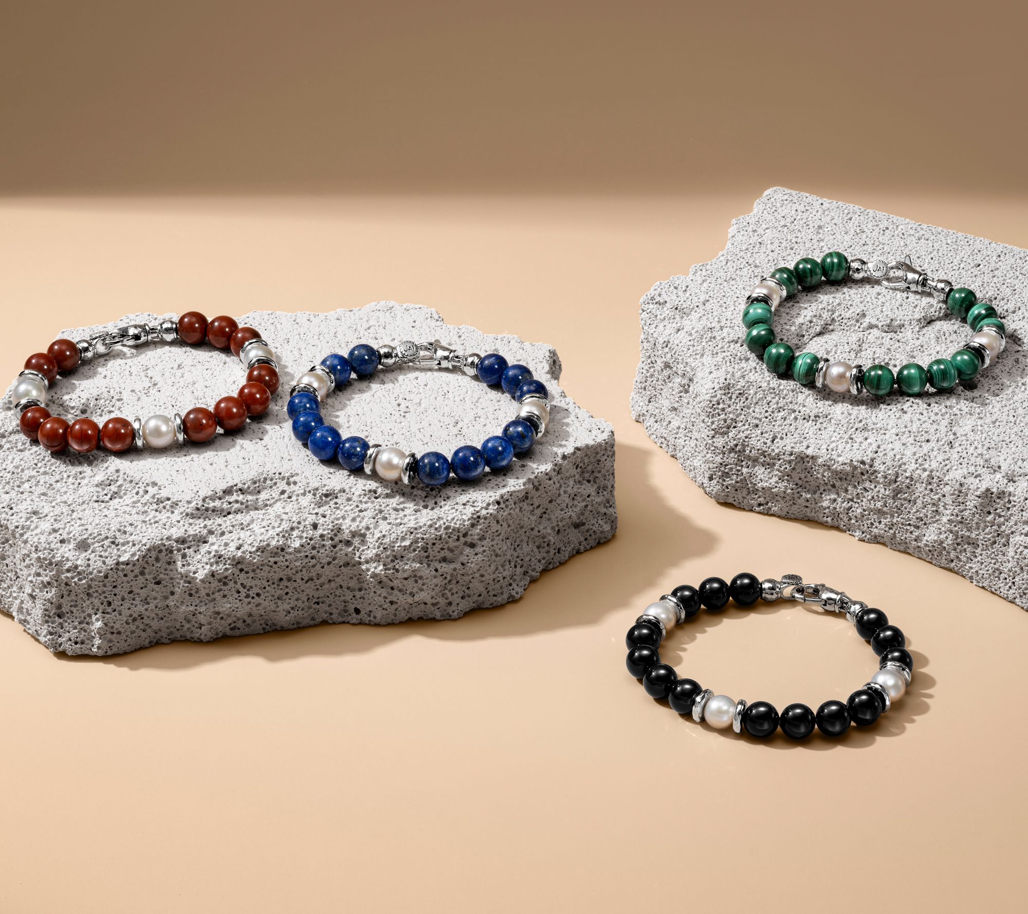 JAI Sterling Silver Cultured Pearl & Gemstone Bead Bracelet