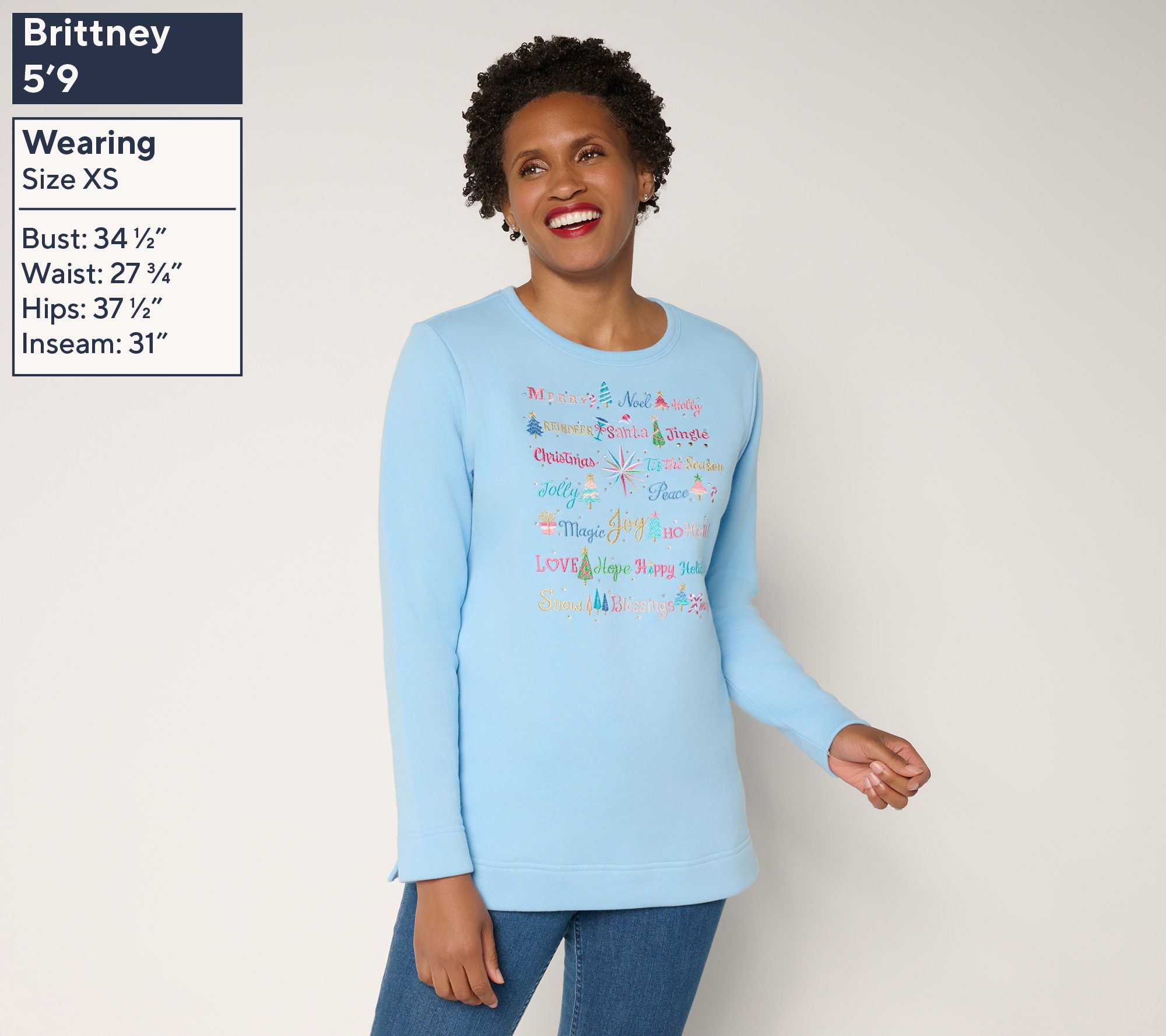 Quacker Factory Merry and Bright Long Sleeve Sweatshirt